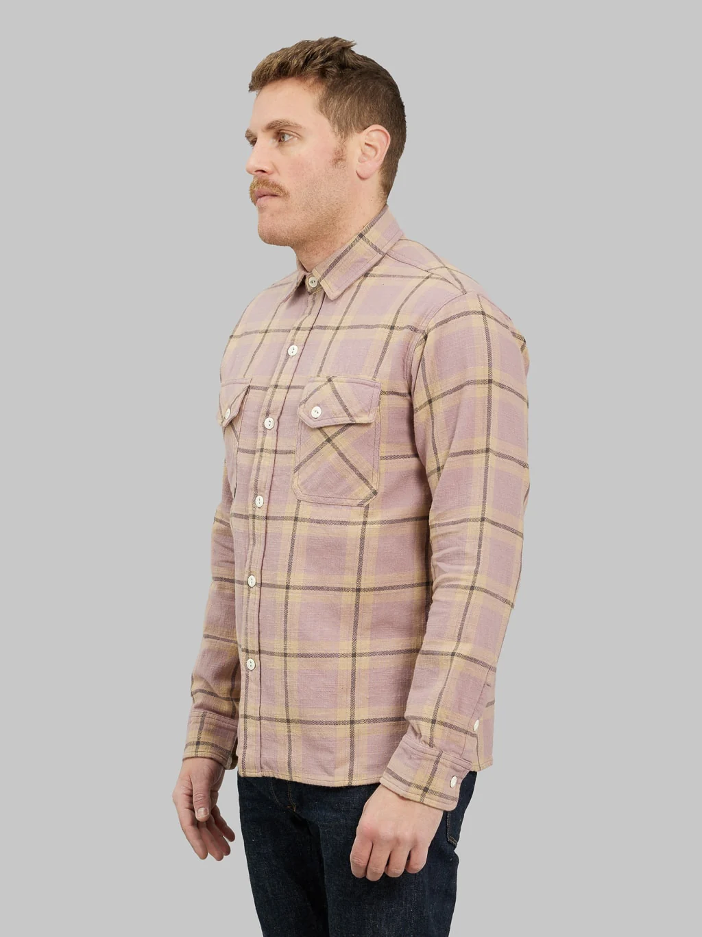 3sixteen Crosscut Flannel Mauve Slub Check - Image 3