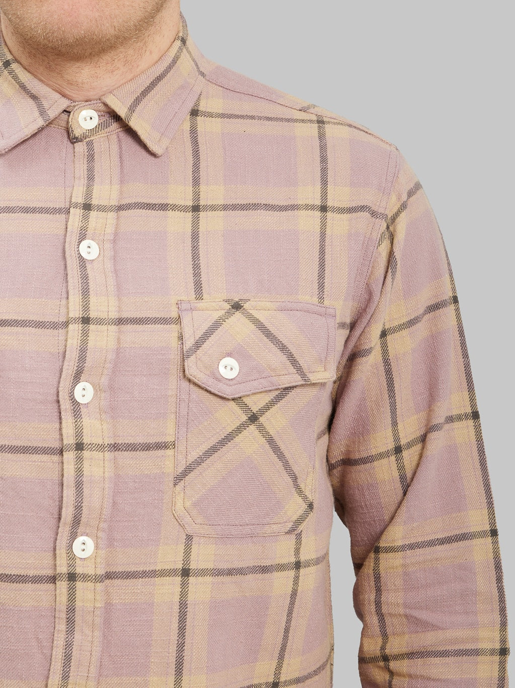 3sixteen Crosscut Flannel Mauve Slub Check - Image 5