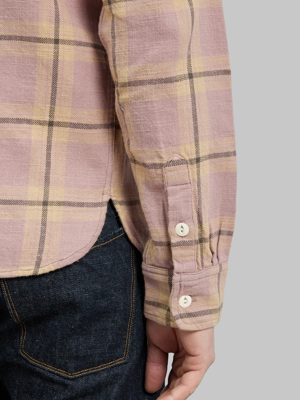 3sixteen Crosscut Flannel Mauve Slub Check - Image 7