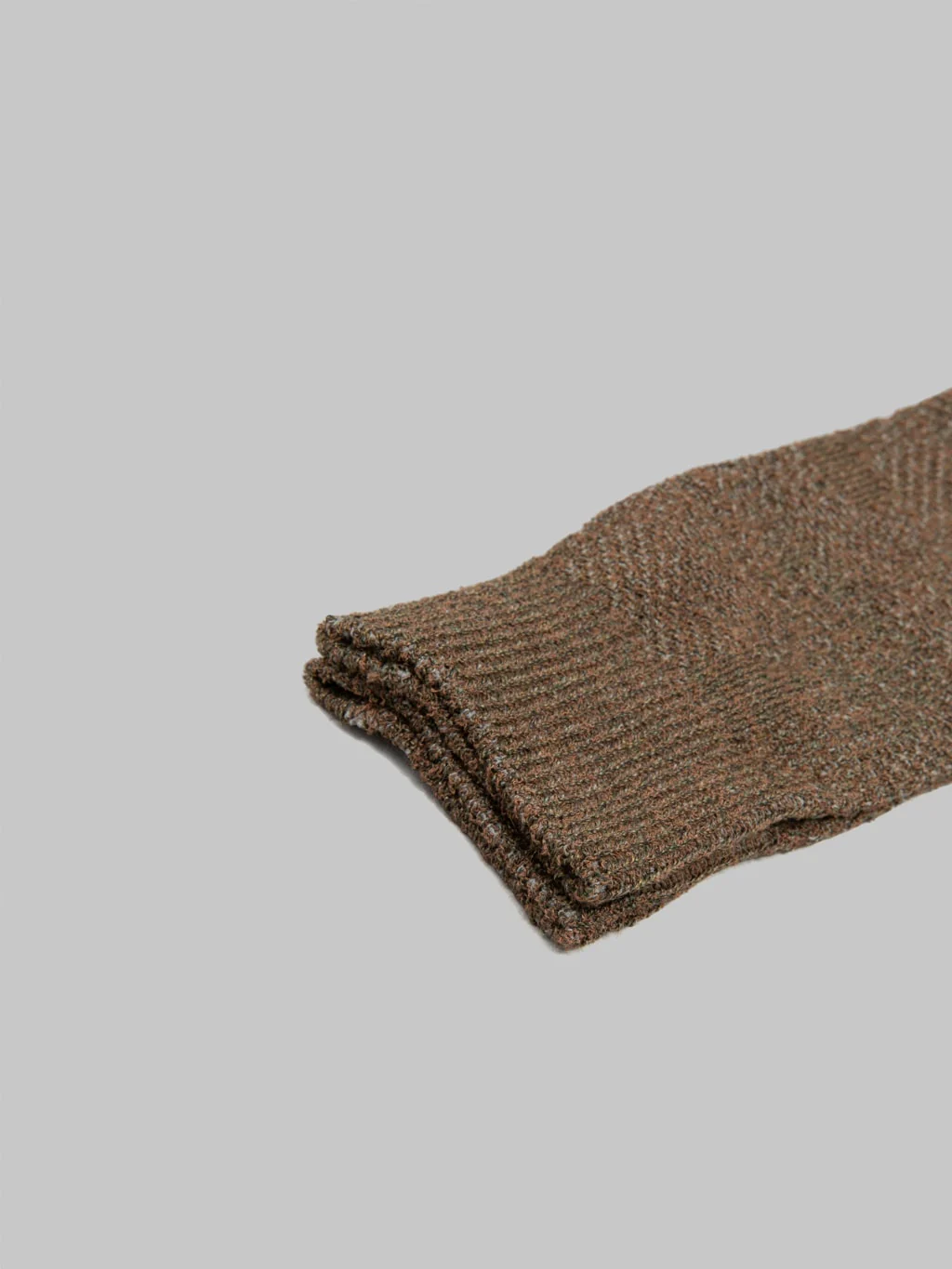 Anonymous Ism Sashiko Linen Crew Socks Khaki - Image 4