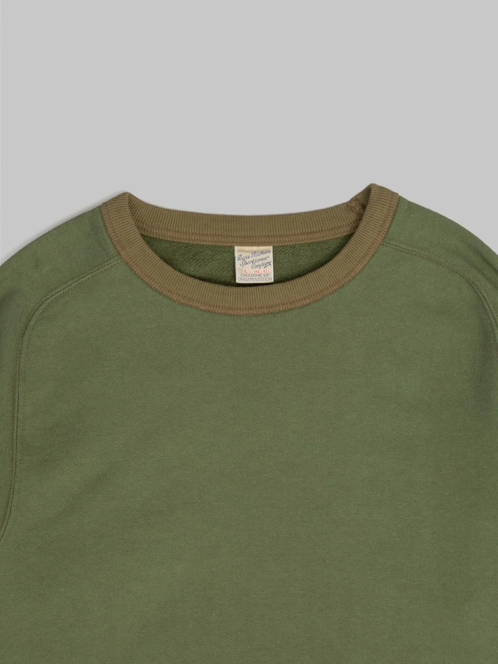 Buzz Rickson's BR69463 Freedom Sleeve Sweatshirt Olive - Image 8