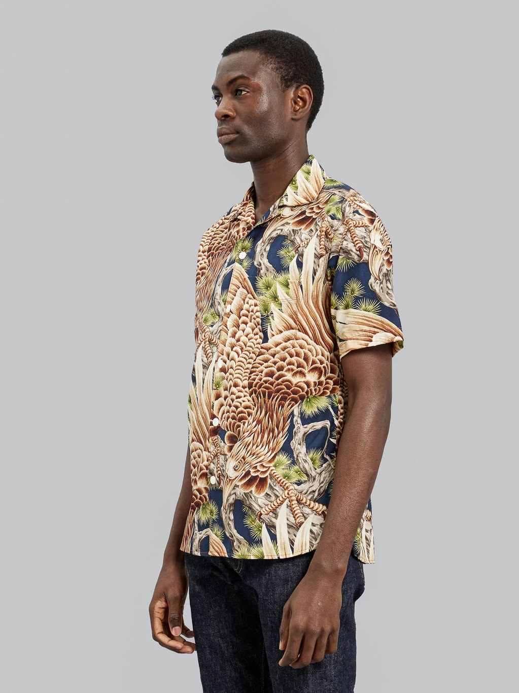 Freenote Cloth Hawaiian Navy Hawk Shirt - Image 3