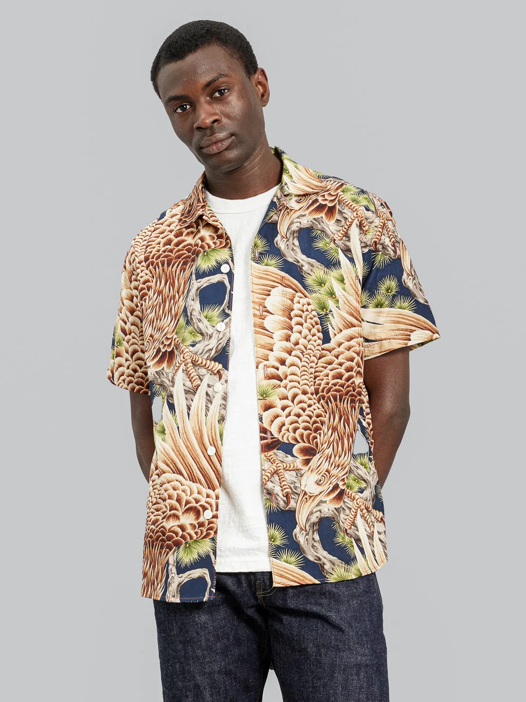 Freenote Cloth Hawaiian Navy Hawk Shirt - Image 4