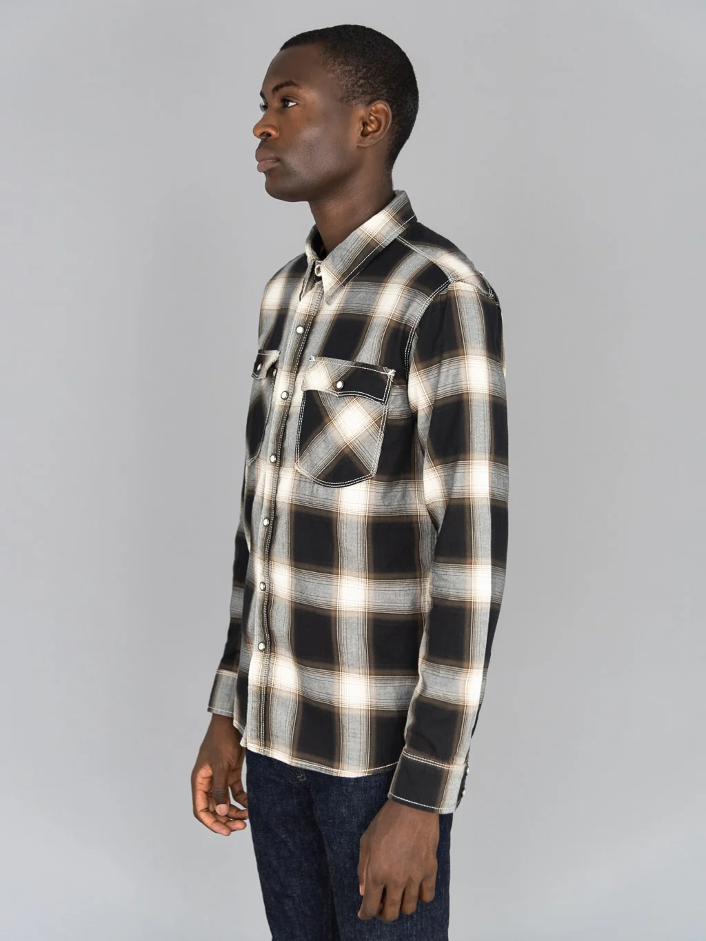 Freenote Cloth Lancaster Black Shadow Plaid Shirt - Image 3