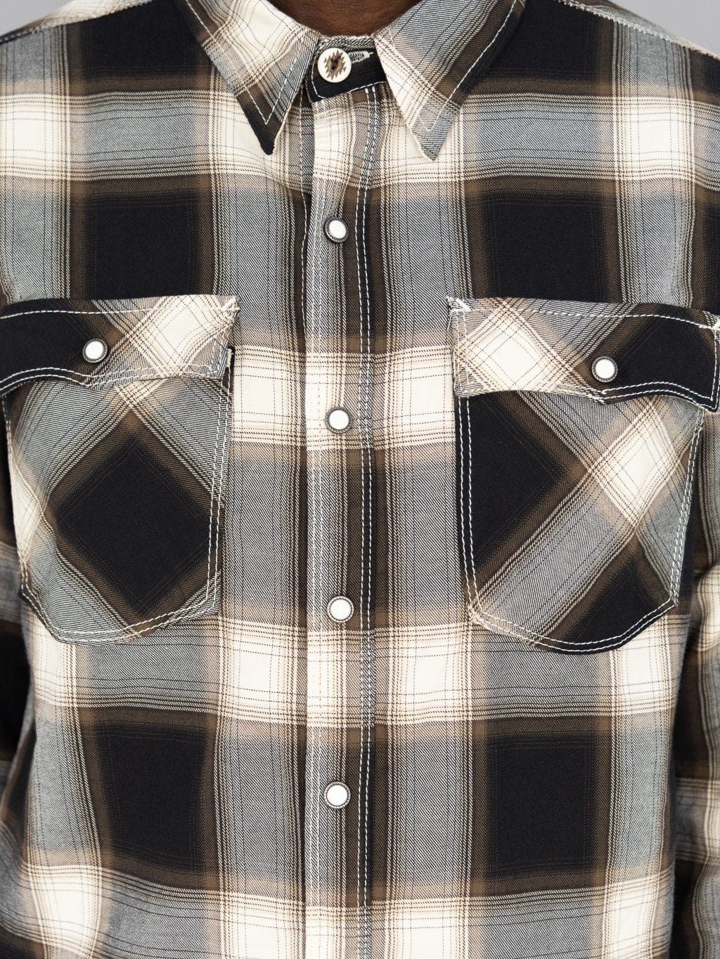 Freenote Cloth Lancaster Black Shadow Plaid Shirt - Image 4