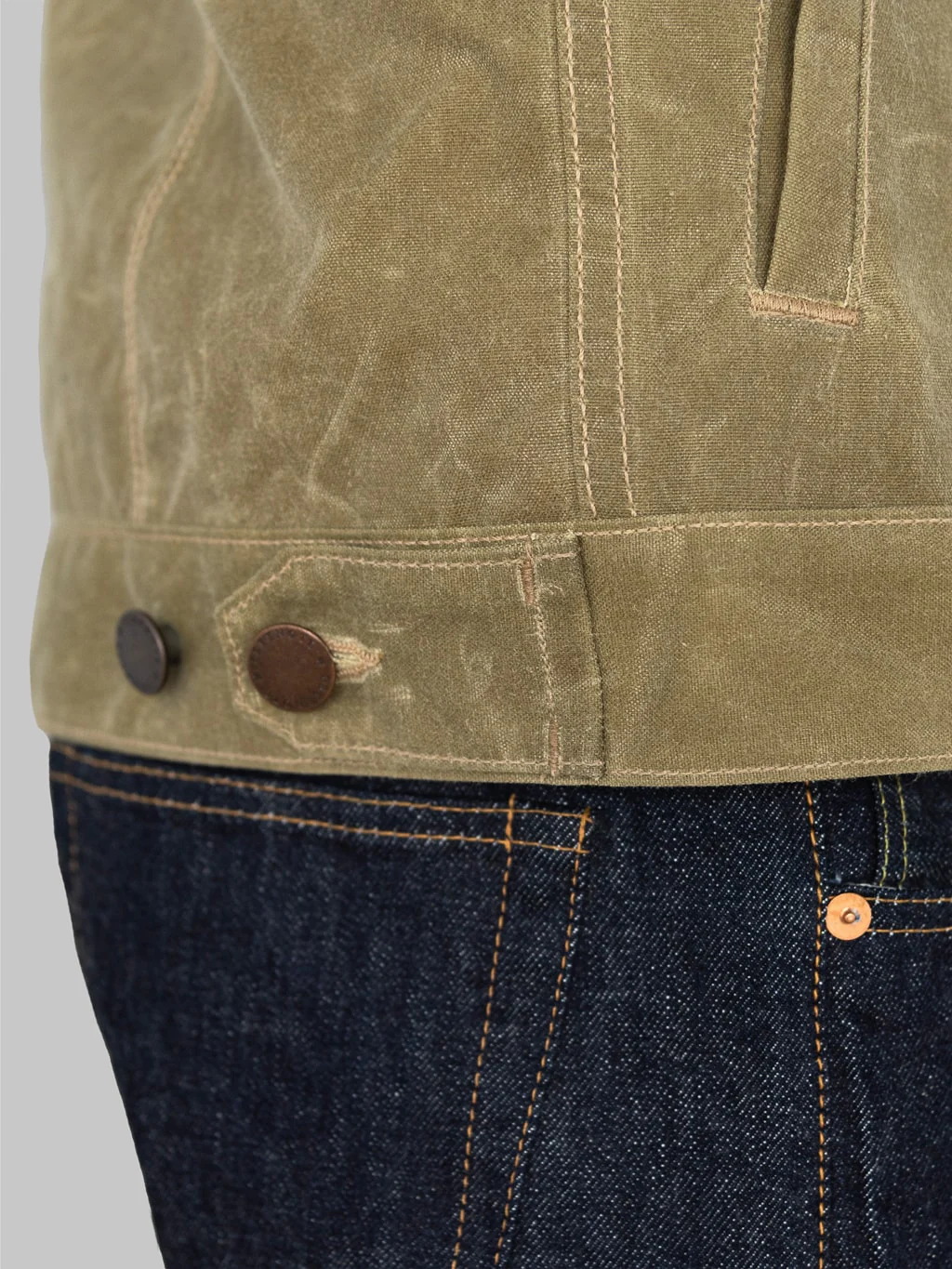 Freenote Cloth Riders Jacket Waxed Canvas Tobacco Brown Interior - Image 19