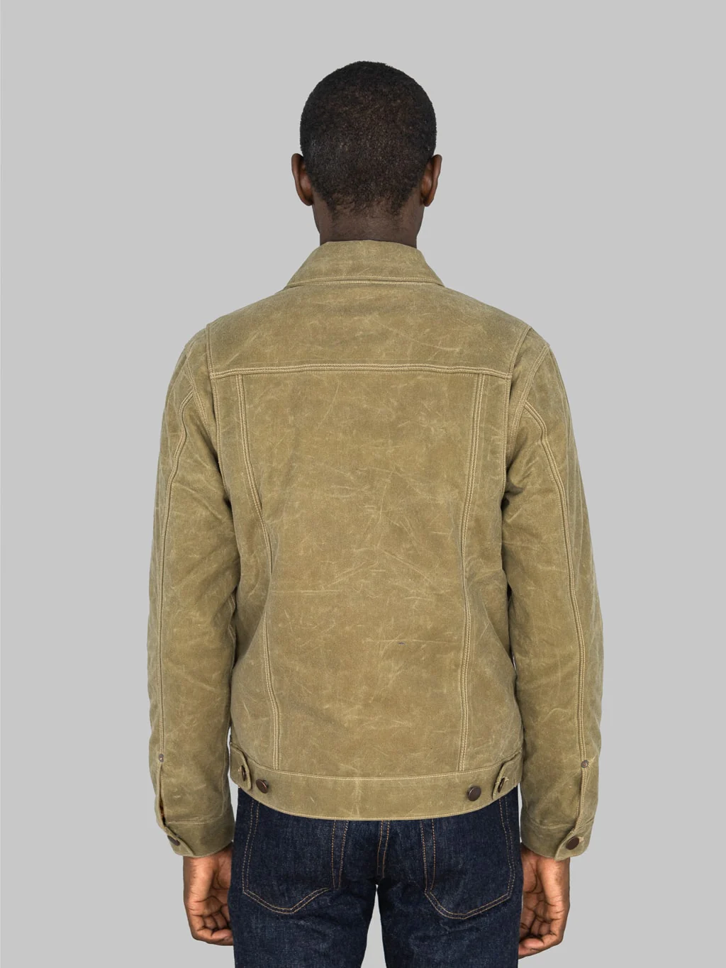 Freenote Cloth Riders Jacket Waxed Canvas Tobacco Brown Interior - Image 3