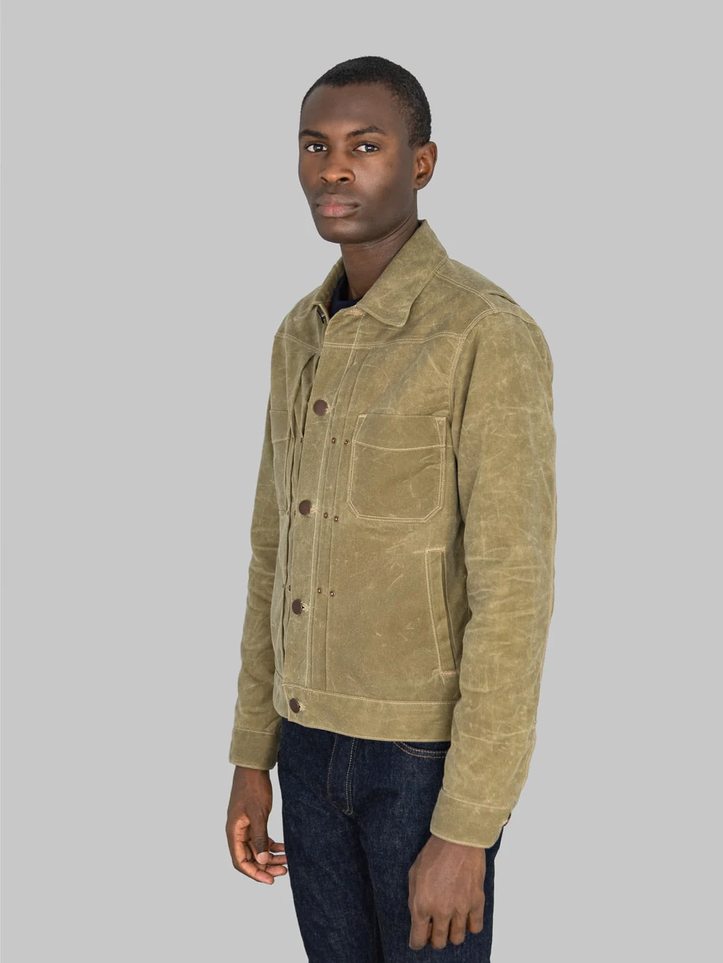 Freenote Cloth Riders Jacket Waxed Canvas Tobacco Brown Interior - Image 4