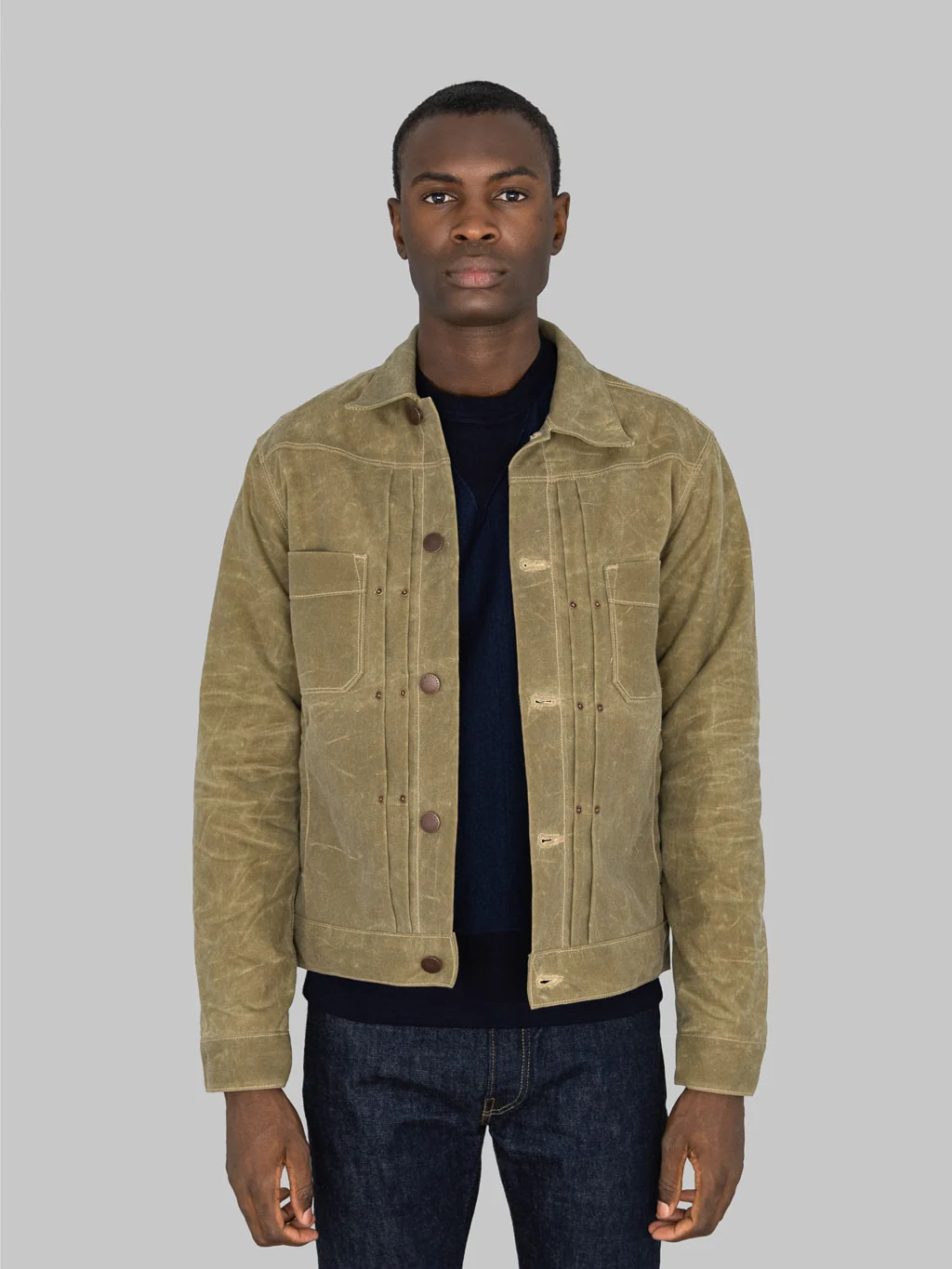 Freenote Cloth Riders Jacket Waxed Canvas Tobacco Brown Interior - Image 5