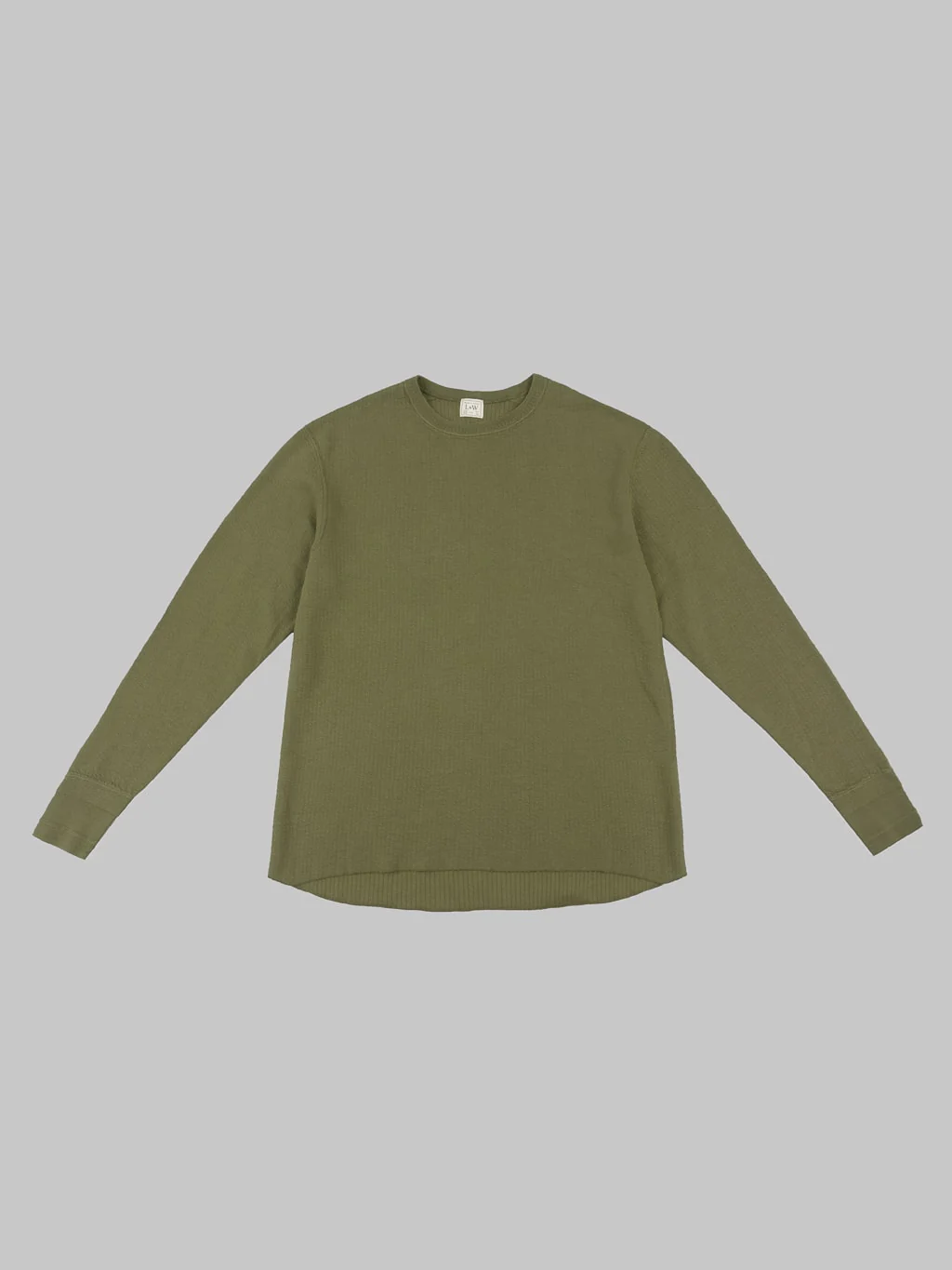 Loop & Weft Double Face Jacquard Crewneck Thermal Army Olive - Image 6