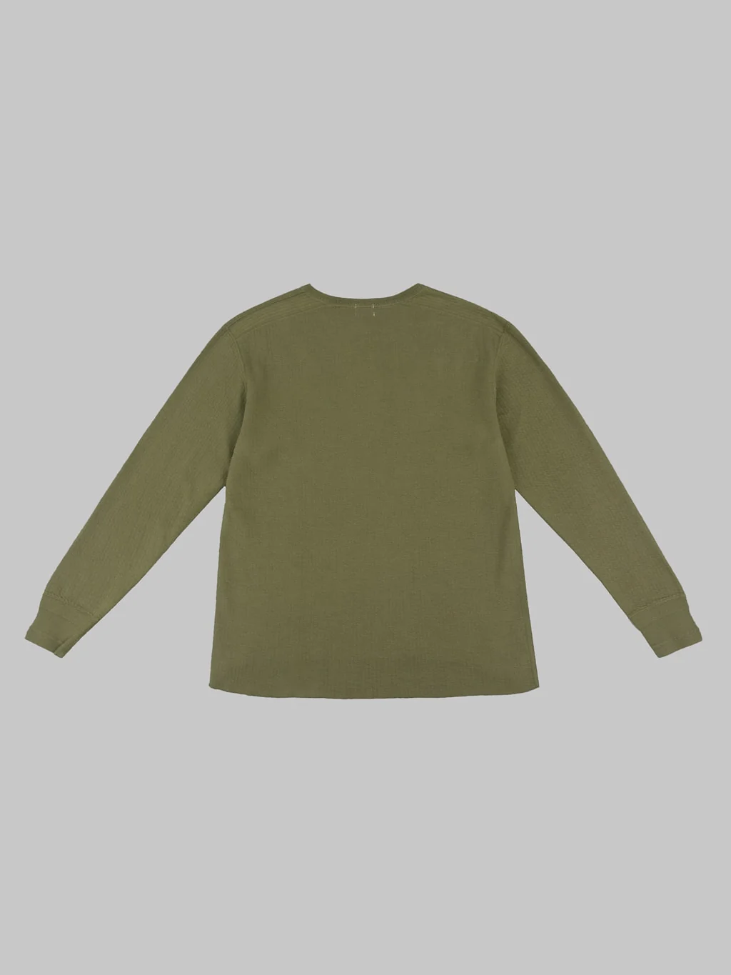 Loop & Weft Double Face Jacquard Crewneck Thermal Army Olive - Image 7