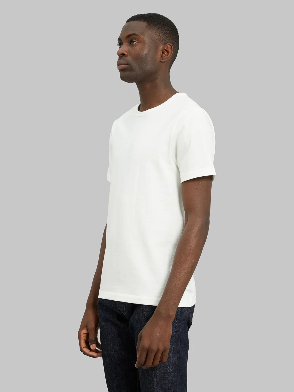 Merz b. Schwanen 215 2-Thread Heavyweight 7.2oz Crewneck Loopwheeled Classic Fit T-Shirt White - Image 4