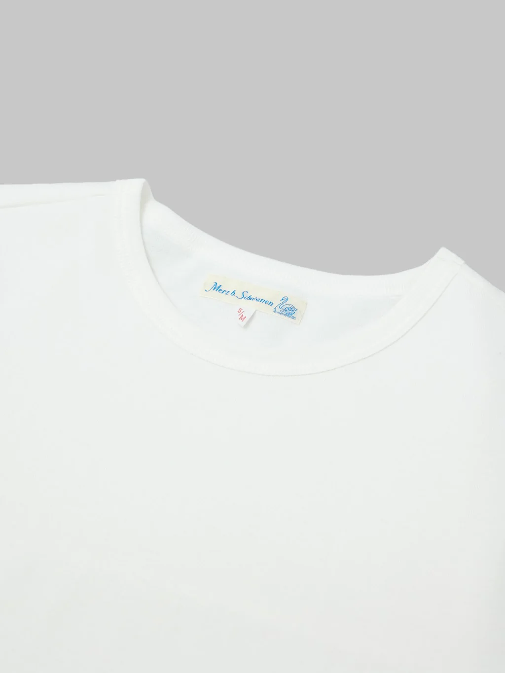 Merz b. Schwanen 215 2-Thread Heavyweight 7.2oz Crewneck Loopwheeled Classic Fit T-Shirt White - Image 7
