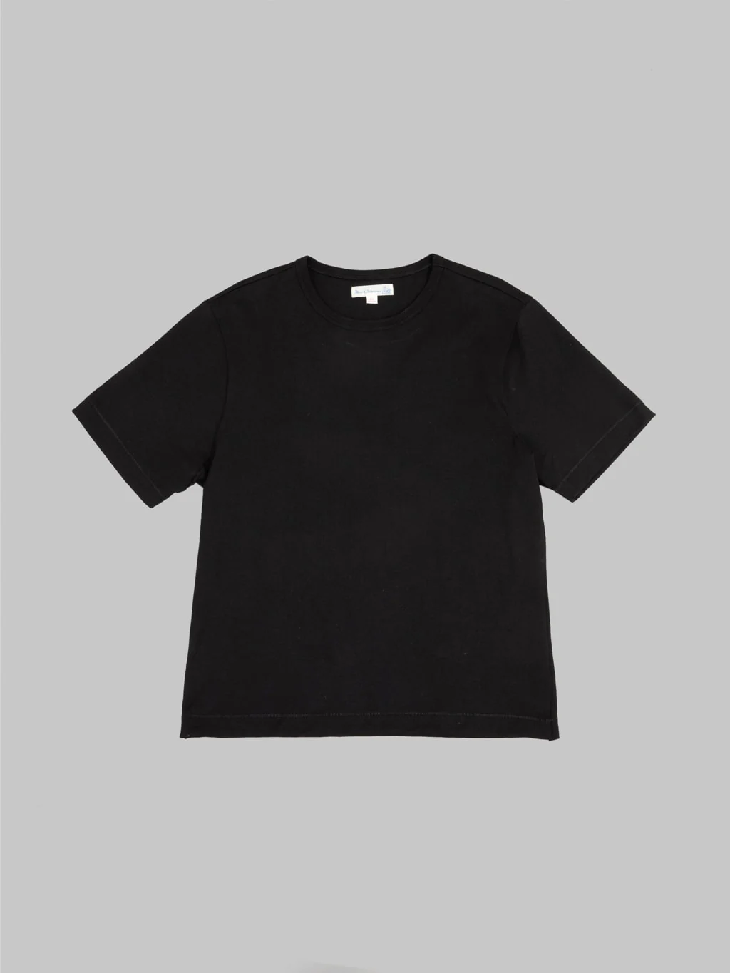 Merz b. Schwanen 2M15C Sturdy Jersey 6.8oz Crewneck Cropped Classic Fit T-Shirt Deep Black - Image 5