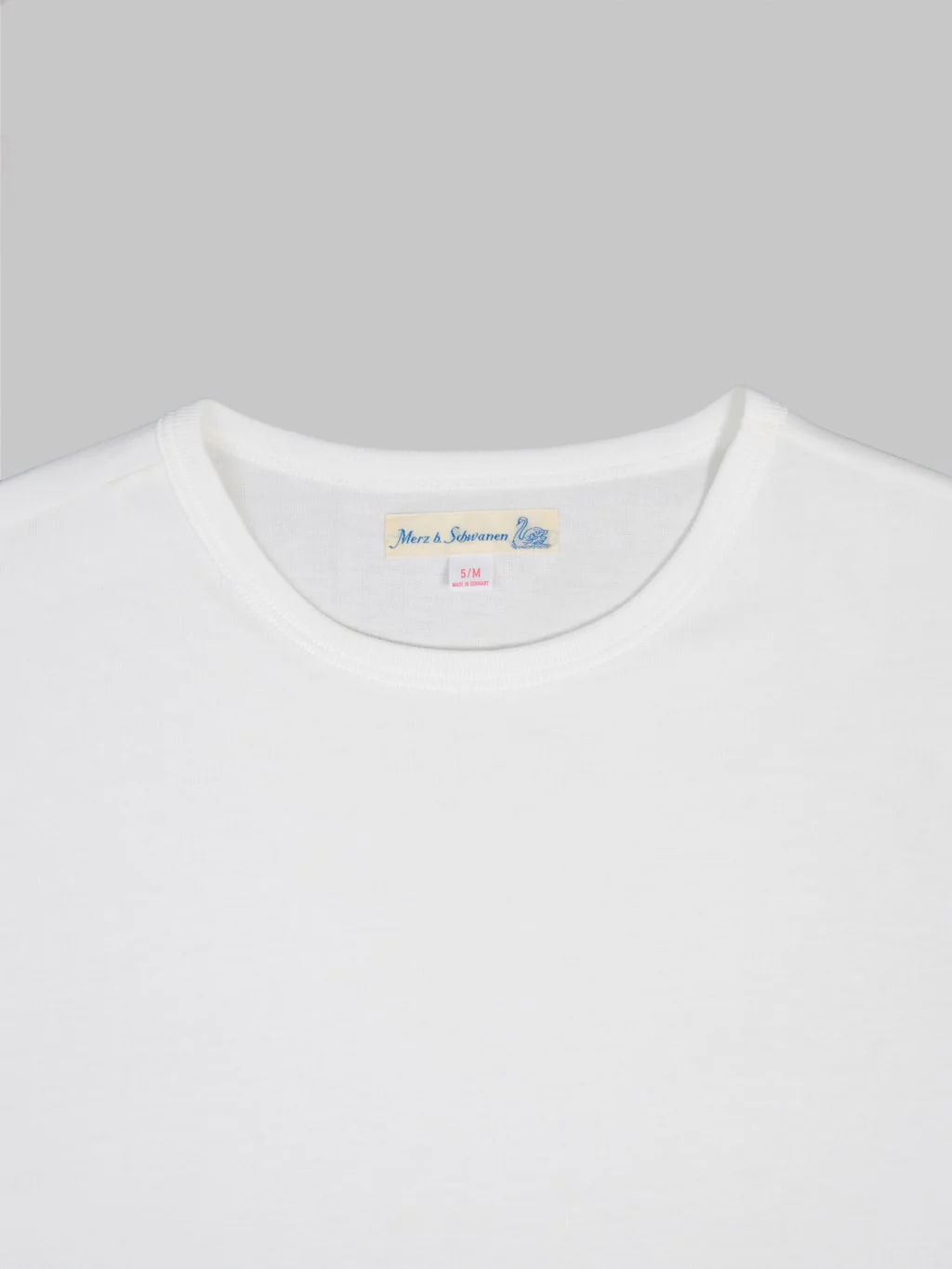 Merz b. Schwanen 2M15C Sturdy Jersey 6.8oz Crewneck Cropped Classic Fit T-Shirt White - Image 7