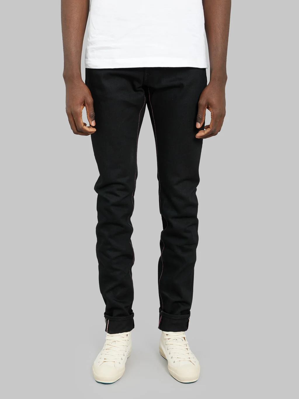 Momotaro 0405-B 15.7oz Black x Black High Tapered Jeans - Image 3