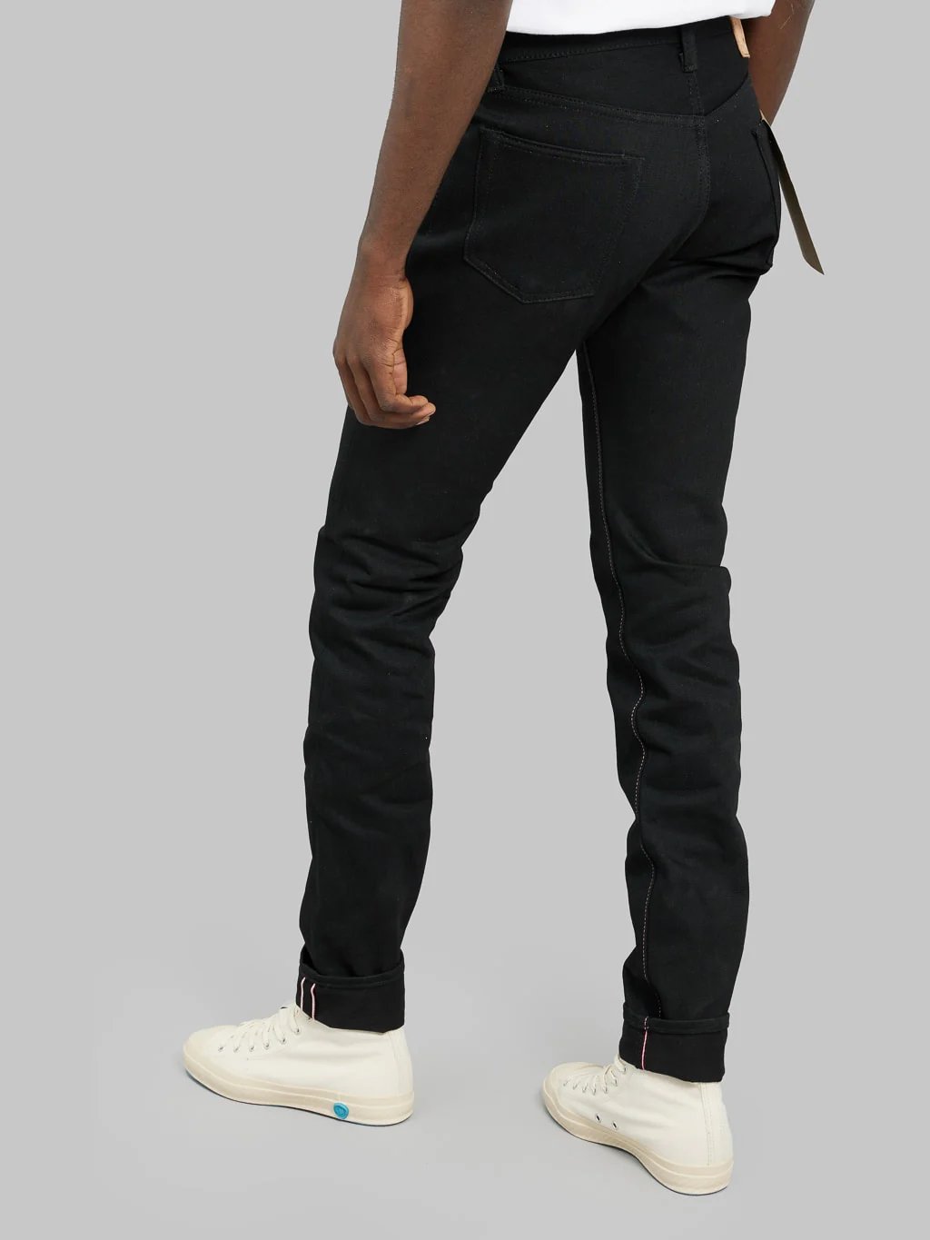 Momotaro 0405-B 15.7oz Black x Black High Tapered Jeans - Image 5