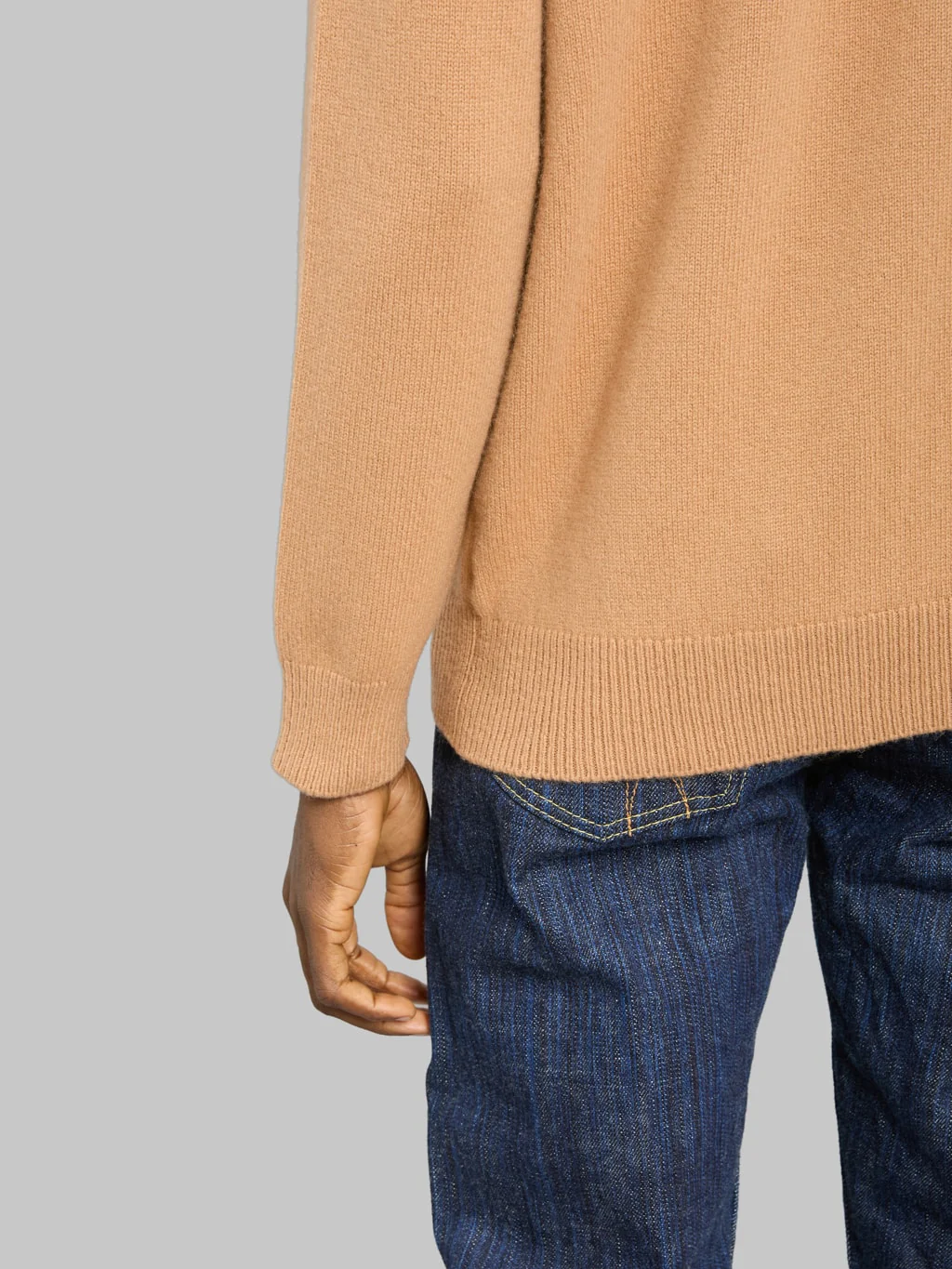 Mooncastle 7G Cashmere Silk Wool Mockneck Pullover Camel - Image 5