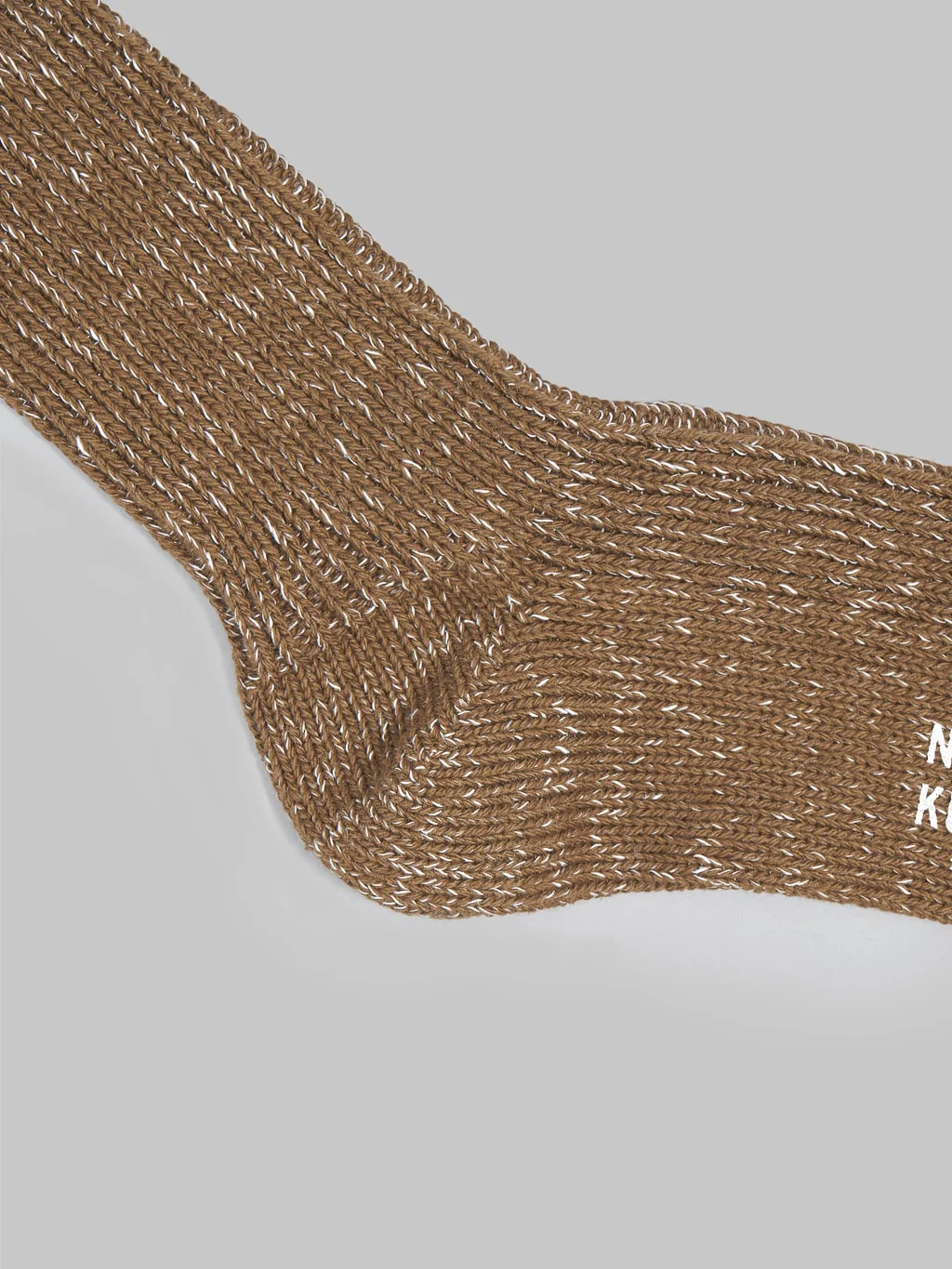 Nishiguchi Kutsushita Hemp Cotton Ribbed Socks Khaki - Image 5