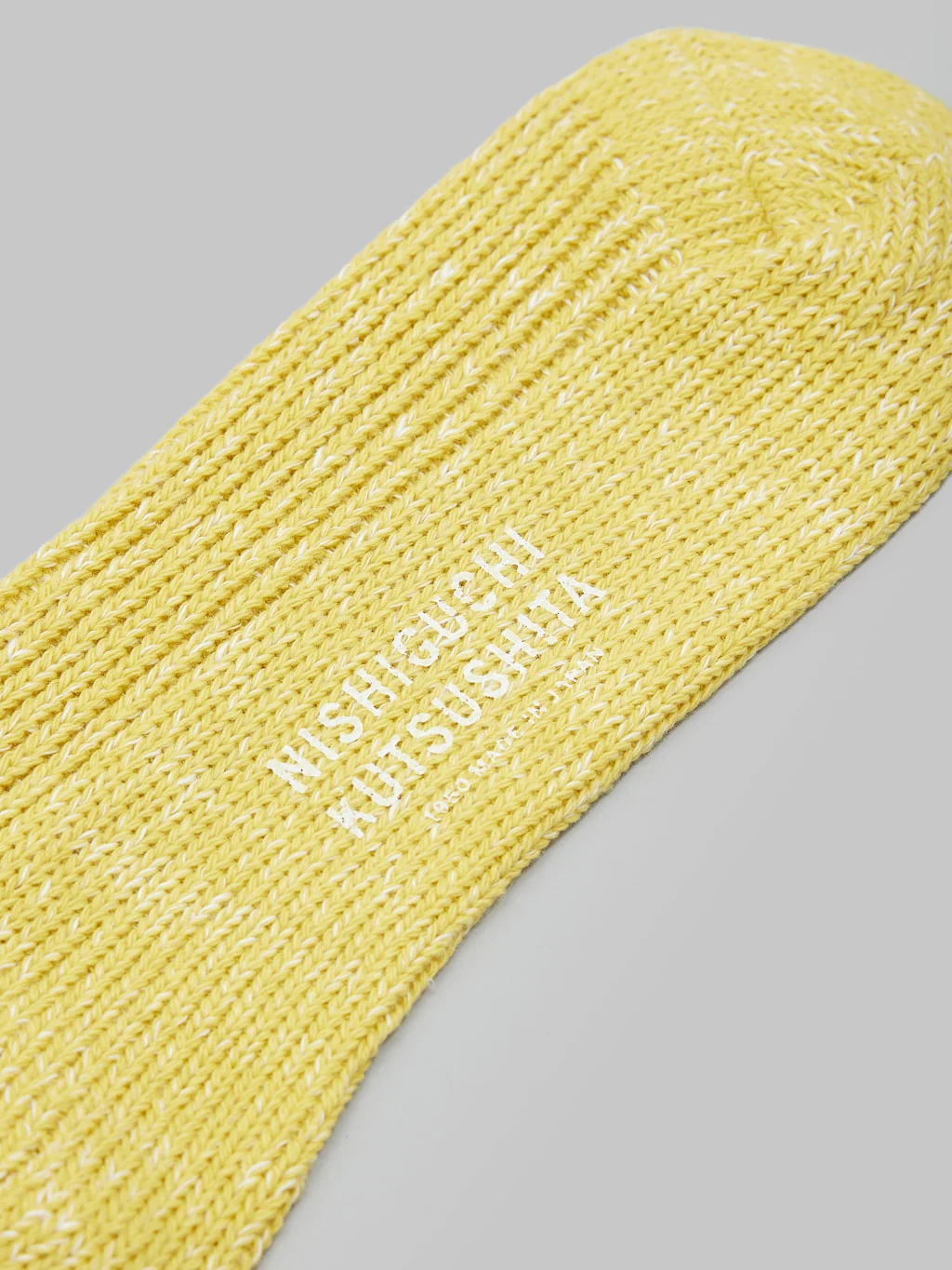 Nishiguchi Kutsushita Hemp Cotton Ribbed Socks Vintage Yellow - Image 5