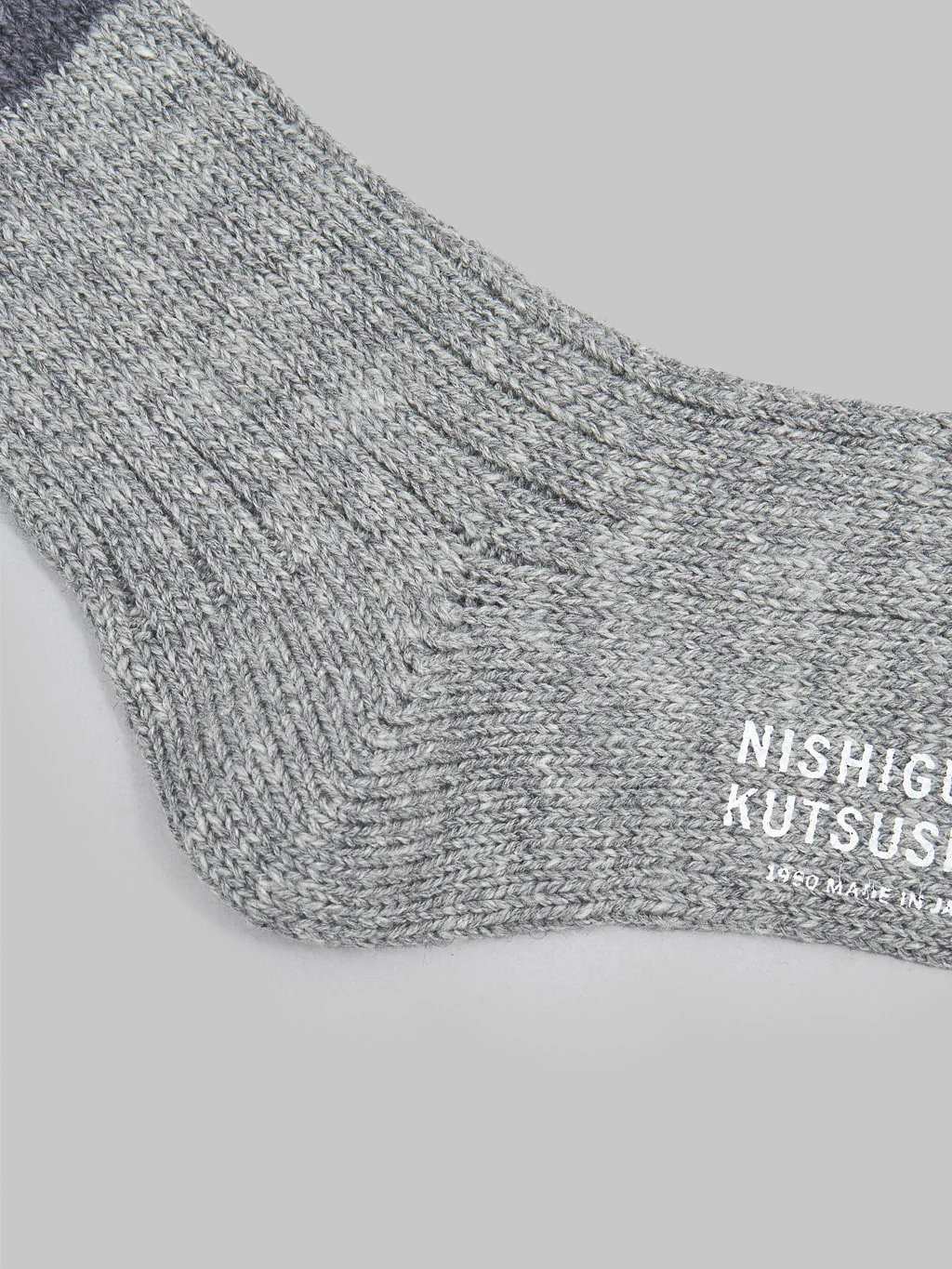 Nishiguchi Kutsushita Wool Cotton Slab Socks Charcoal - Image 7