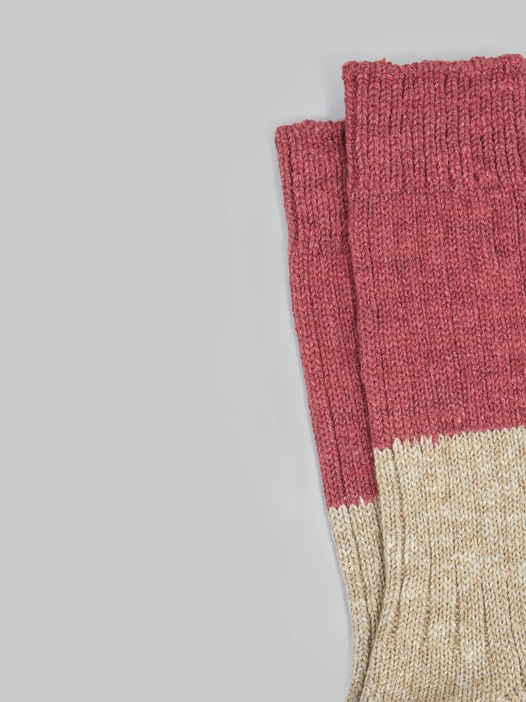 Nishiguchi Kutsushita Wool Cotton Slab Socks Red - Image 4