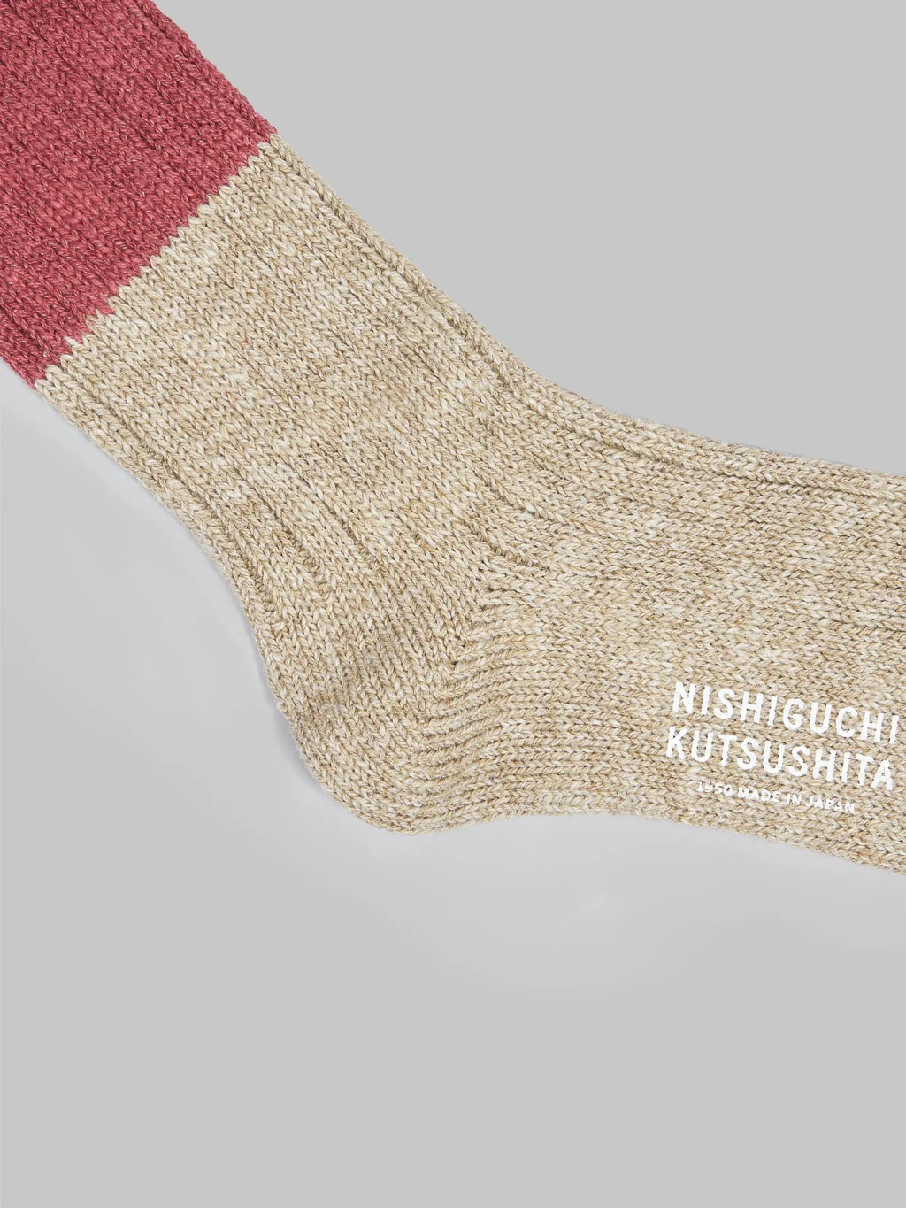 Nishiguchi Kutsushita Wool Cotton Slab Socks Red - Image 5