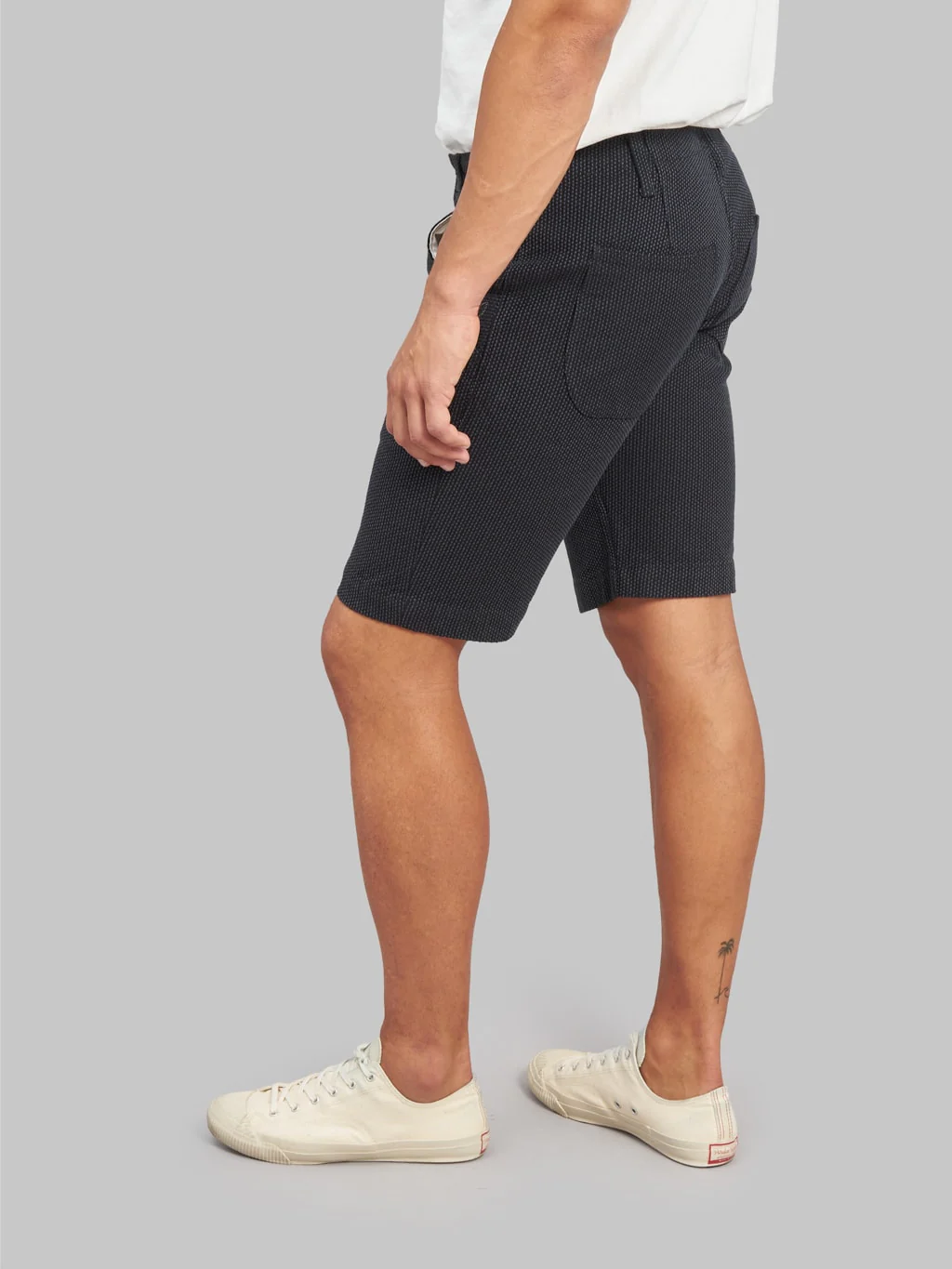 Pure Blue Japan 1171-BK Sashiko Short Pants Grey Black - Image 5