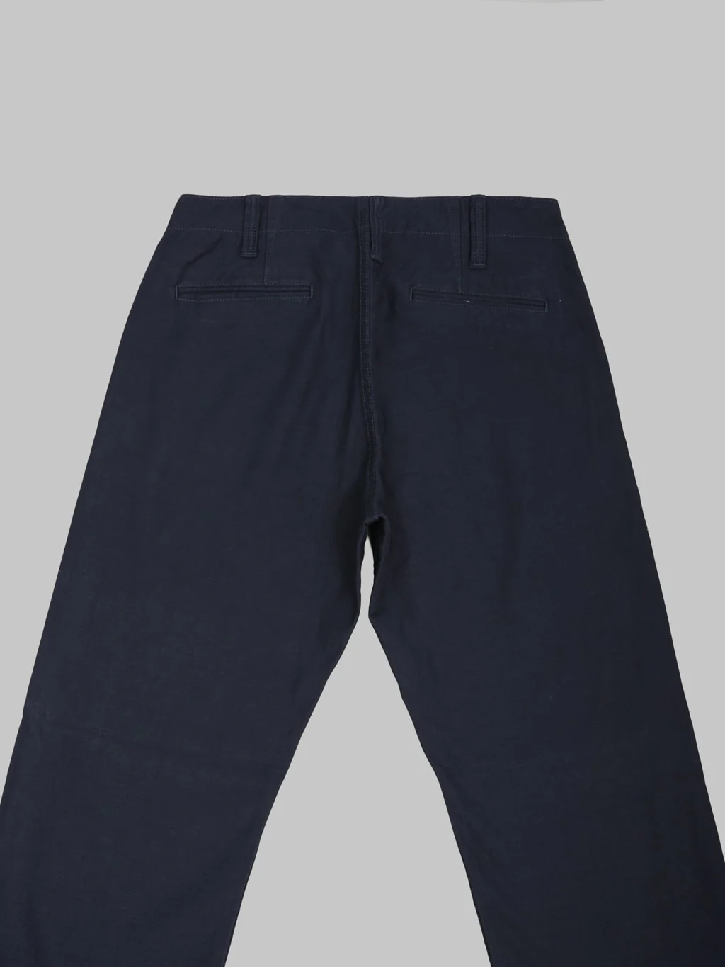 Pure Blue Japan 1185-NV Back Satin Sulfur Yarn Dye Piped Straight Trousers Navy - Image 12