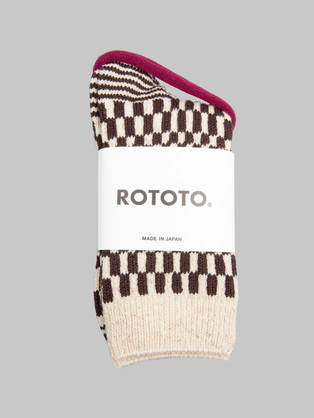 ROTOTO Checkerboard Pattern Socks Brown