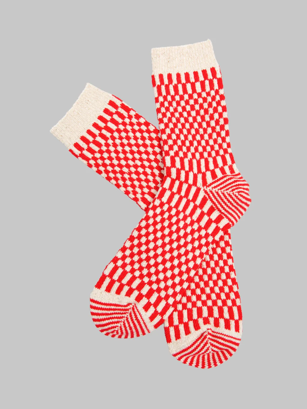ROTOTO Checkerboard Pattern Socks Red - Image 2