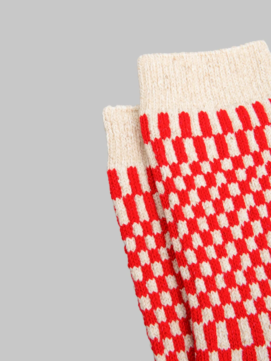 ROTOTO Checkerboard Pattern Socks Red - Image 4