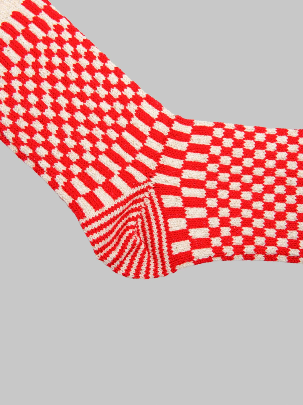 ROTOTO Checkerboard Pattern Socks Red - Image 5