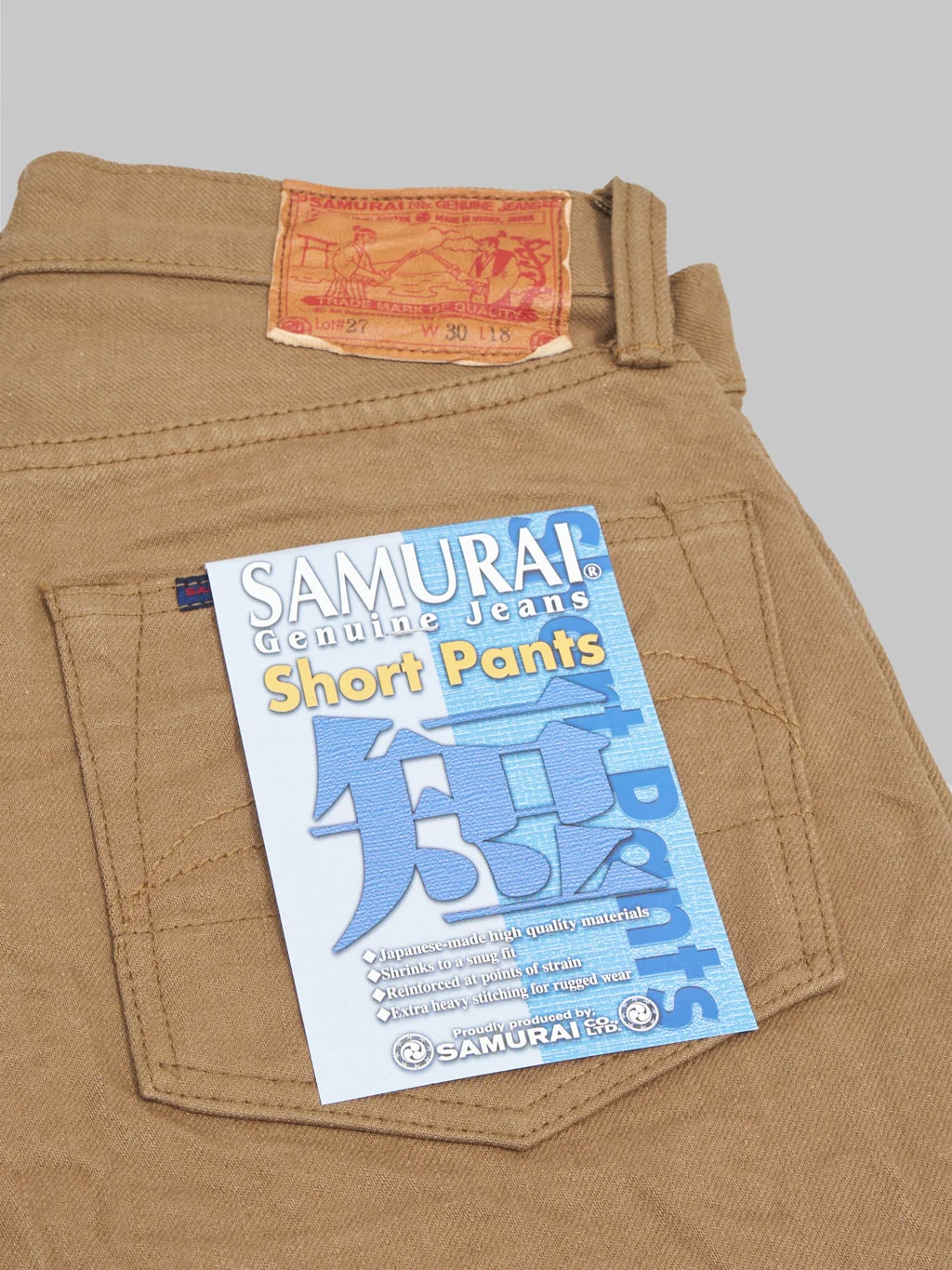 Samurai Jeans S310SPⅡ 15oz Selvedge Chino Shorts Khaki - Image 13
