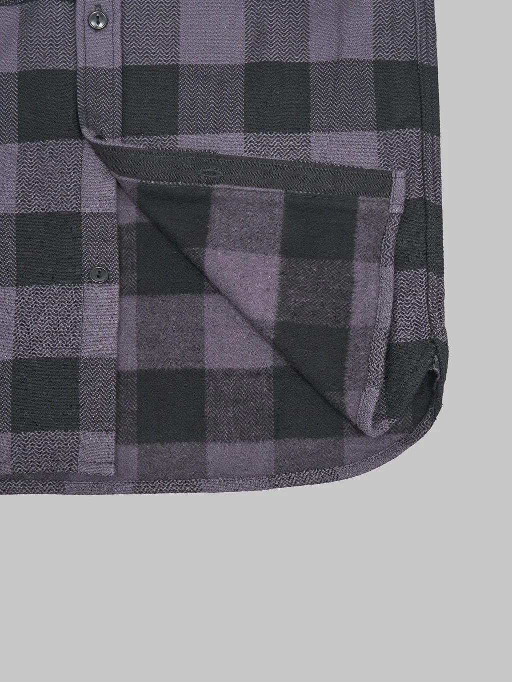 The Flat Head Block Check Flannel Shirt Grey/Black - Image 13