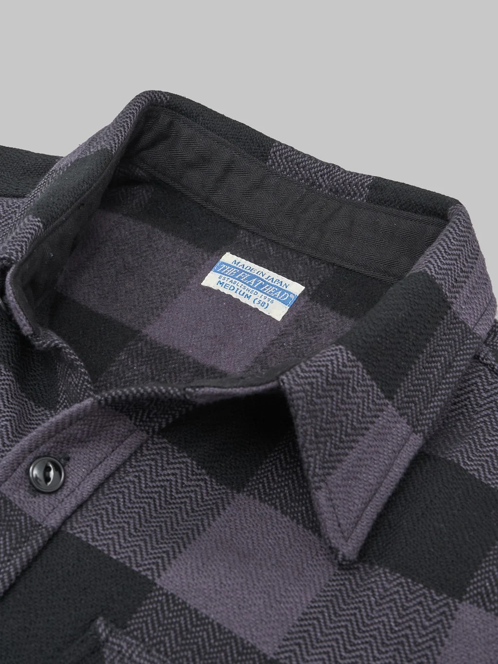 The Flat Head Block Check Flannel Shirt Grey/Black - Image 14