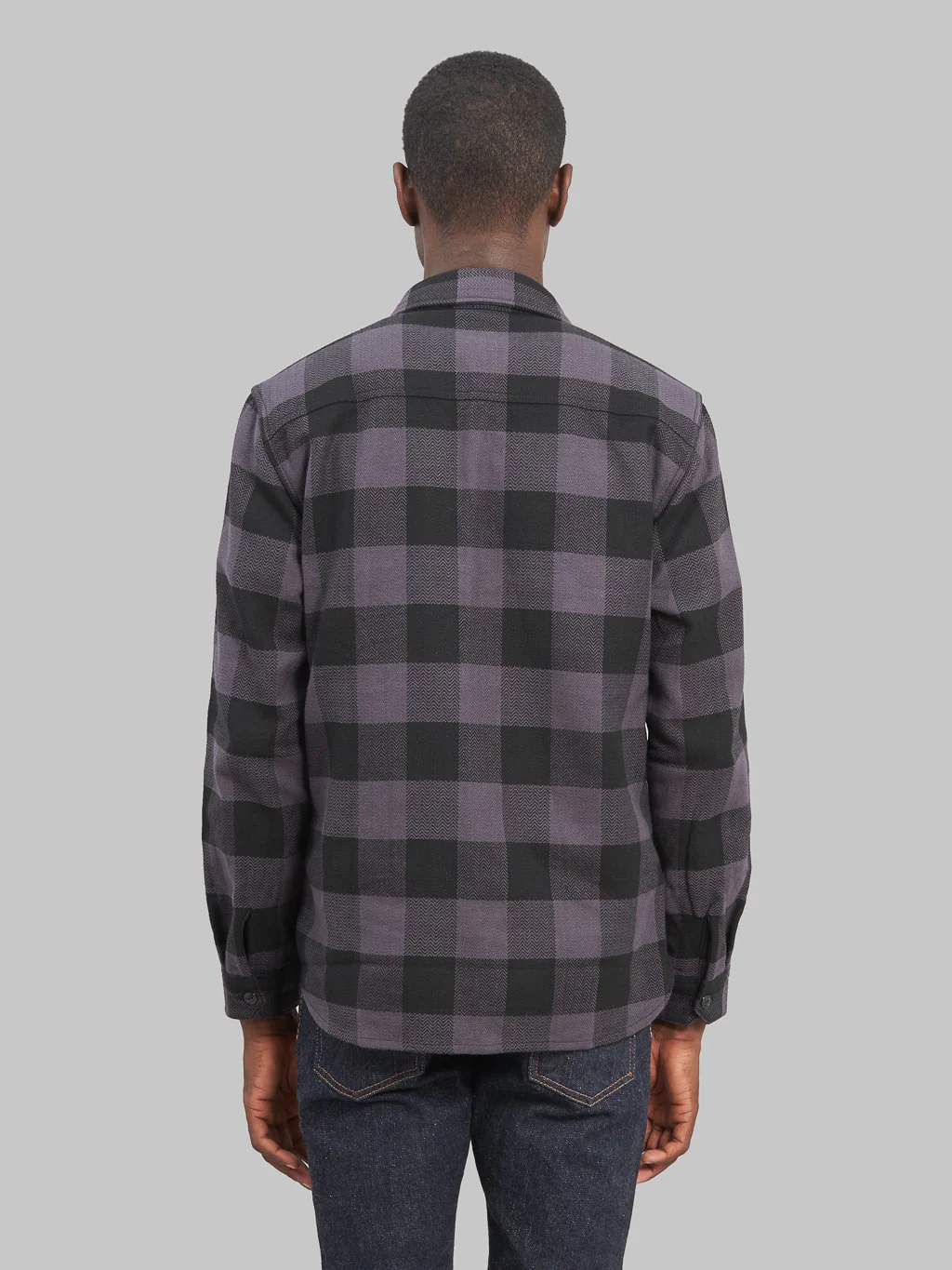 The Flat Head Block Check Flannel Shirt Grey/Black - Image 4