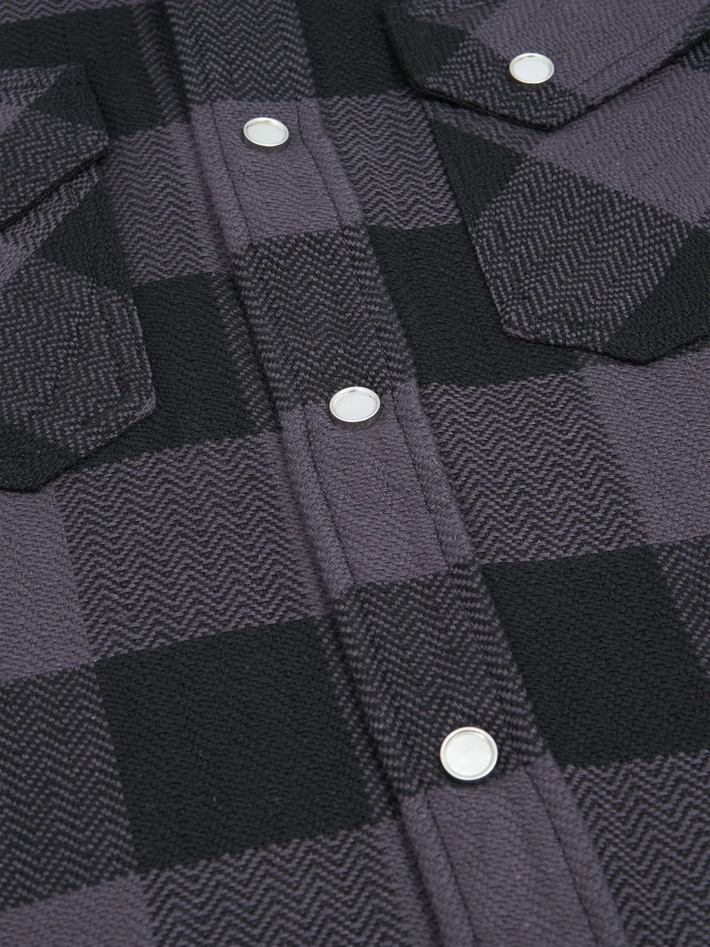 The Flat Head Block Check Flannel Western Shirt Grey/Black - Image 12