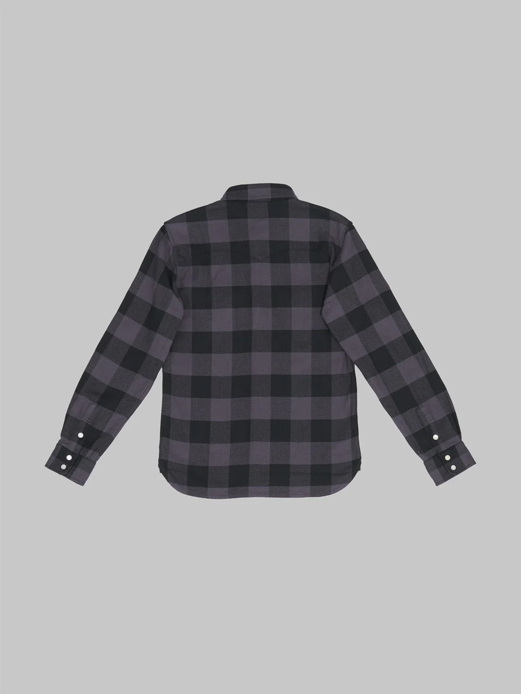 The Flat Head Block Check Flannel Western Shirt Grey/Black - Image 8