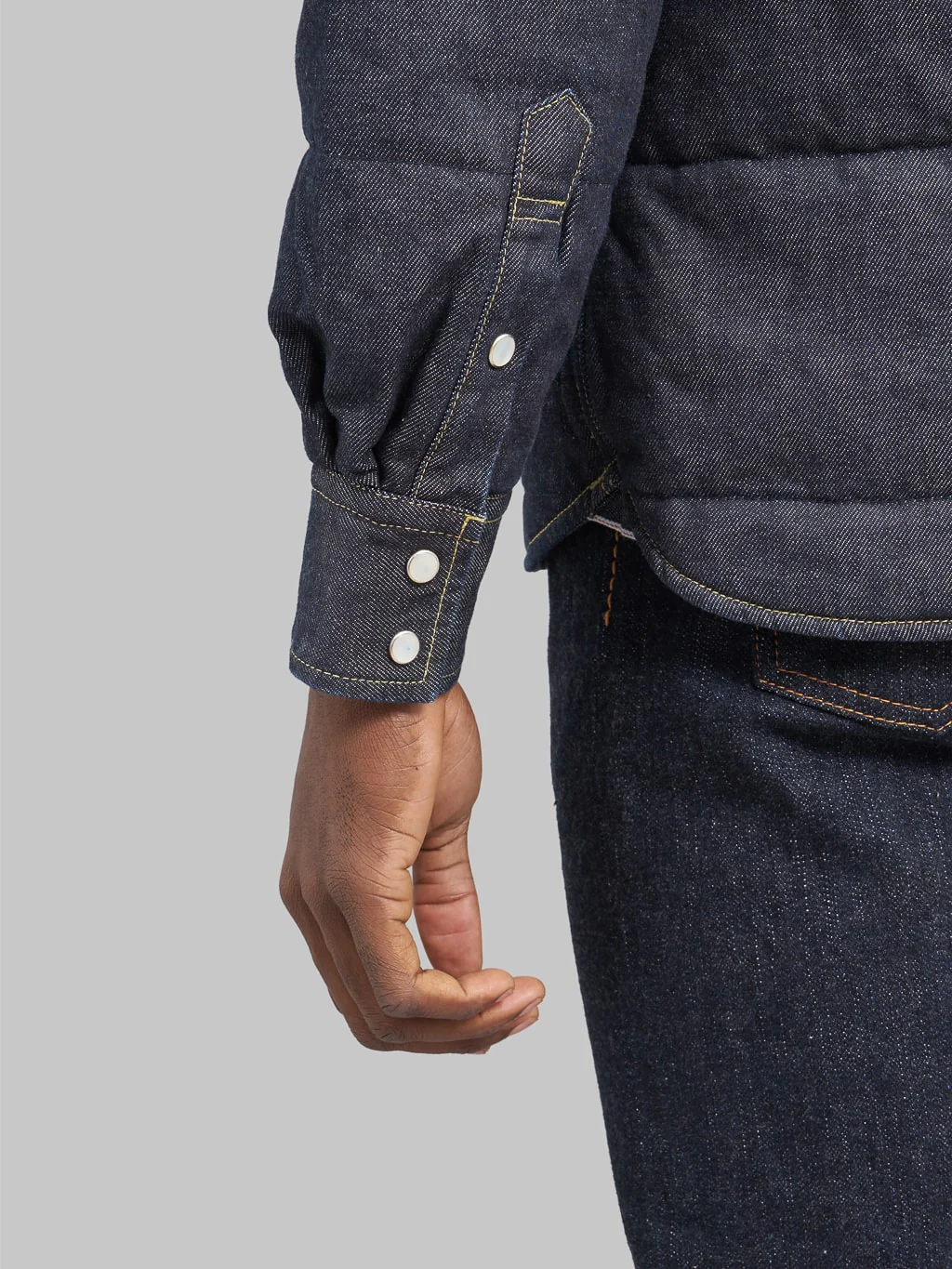 The Flat Head Denim Puffer Jacket - Image 7