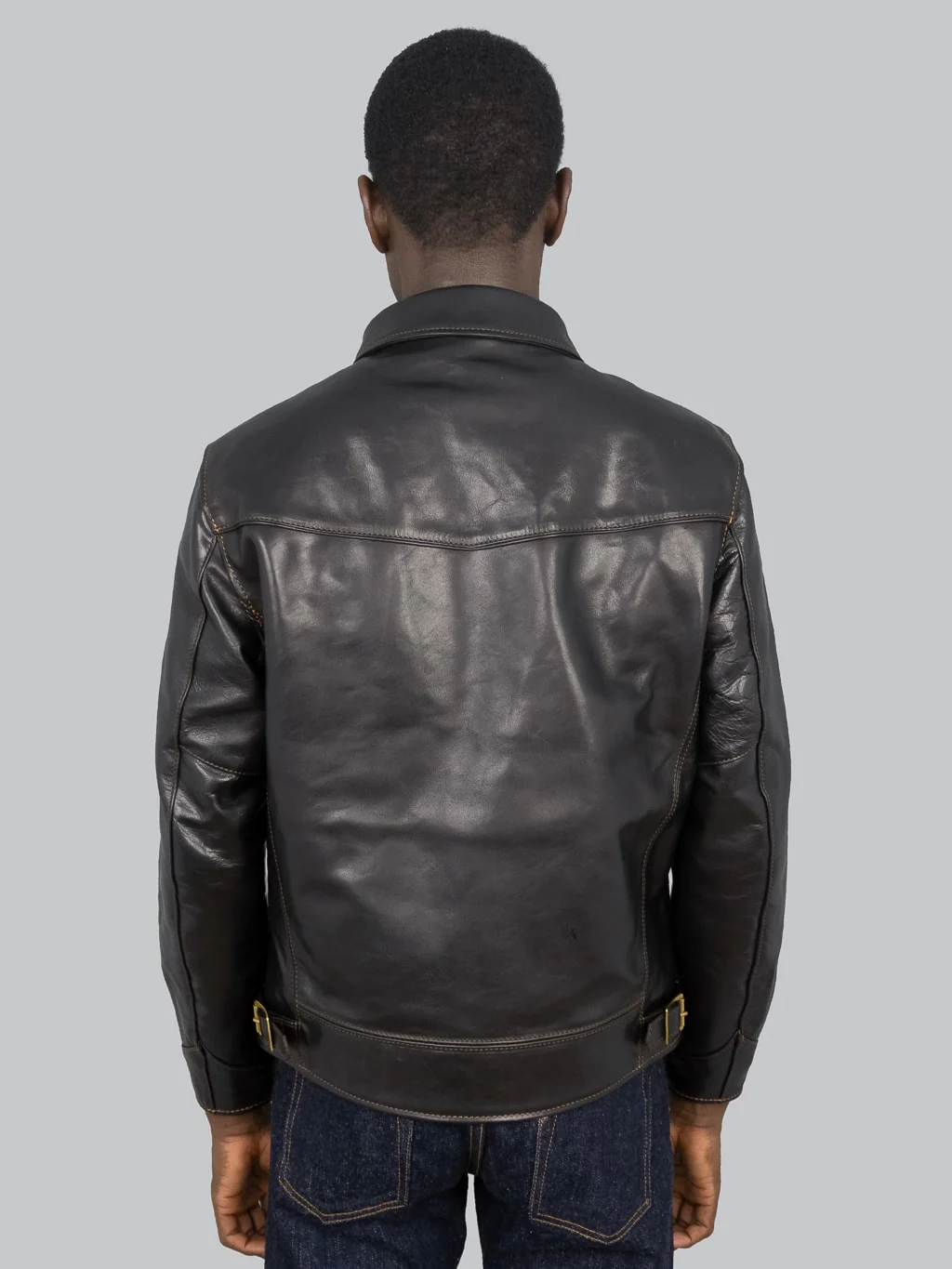The Flat Head FN-LJ-HS001 Horsehide Single Rider's Jacket Black Aniline - Image 3