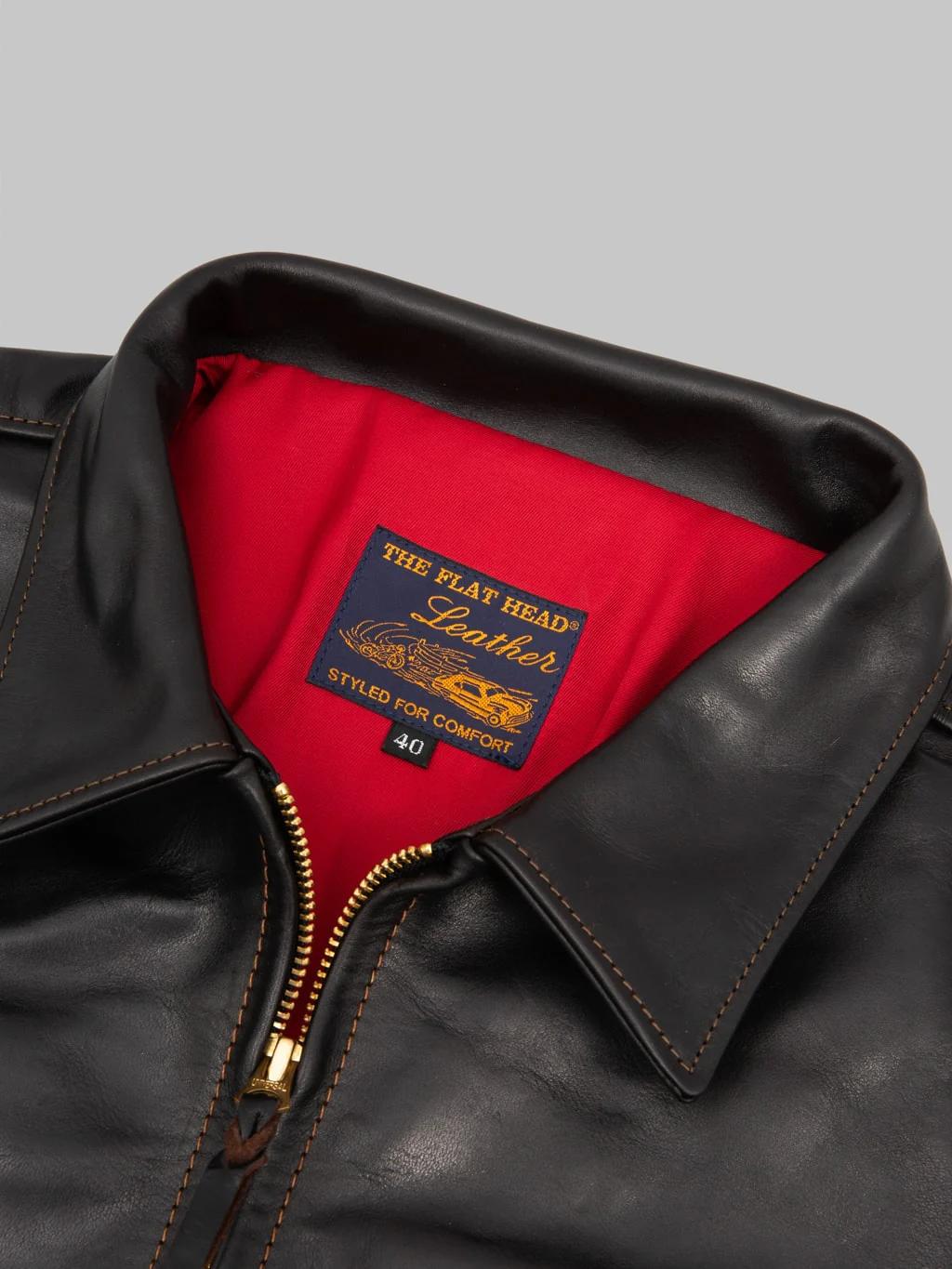 The Flat Head FN-LJ-HS001 Horsehide Single Rider's Jacket Black Aniline - Image 9