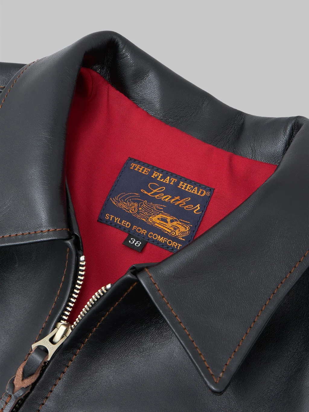 The Flat Head FN-LJ-HS005 Horsehide Single Rider's Jacket Black Semi-Aniline - Image 15