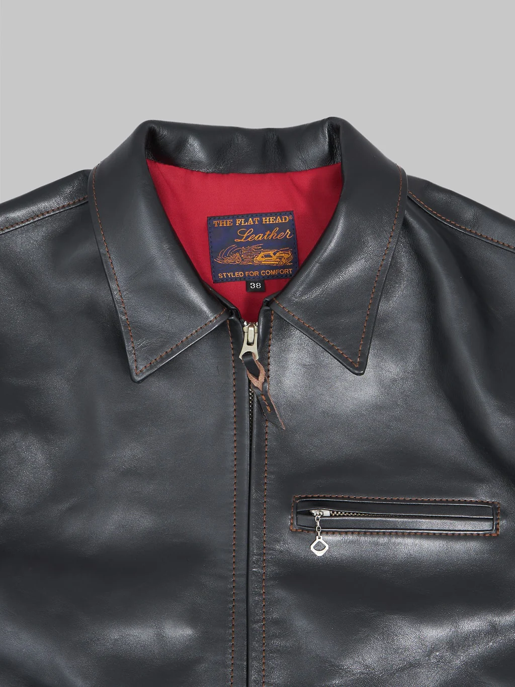 The Flat Head FN-LJ-HS005 Horsehide Single Rider's Jacket Black Semi-Aniline - Image 8