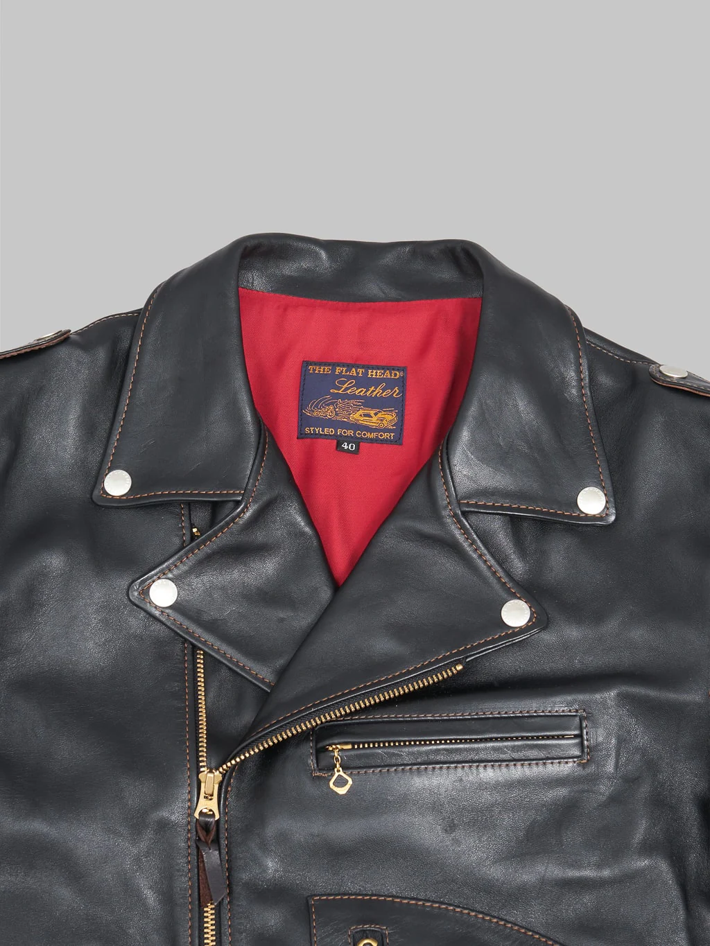 The Flat Head FN-LJ-HW001 Horsehide Double Rider's Jacket Black Aniline - Image 10