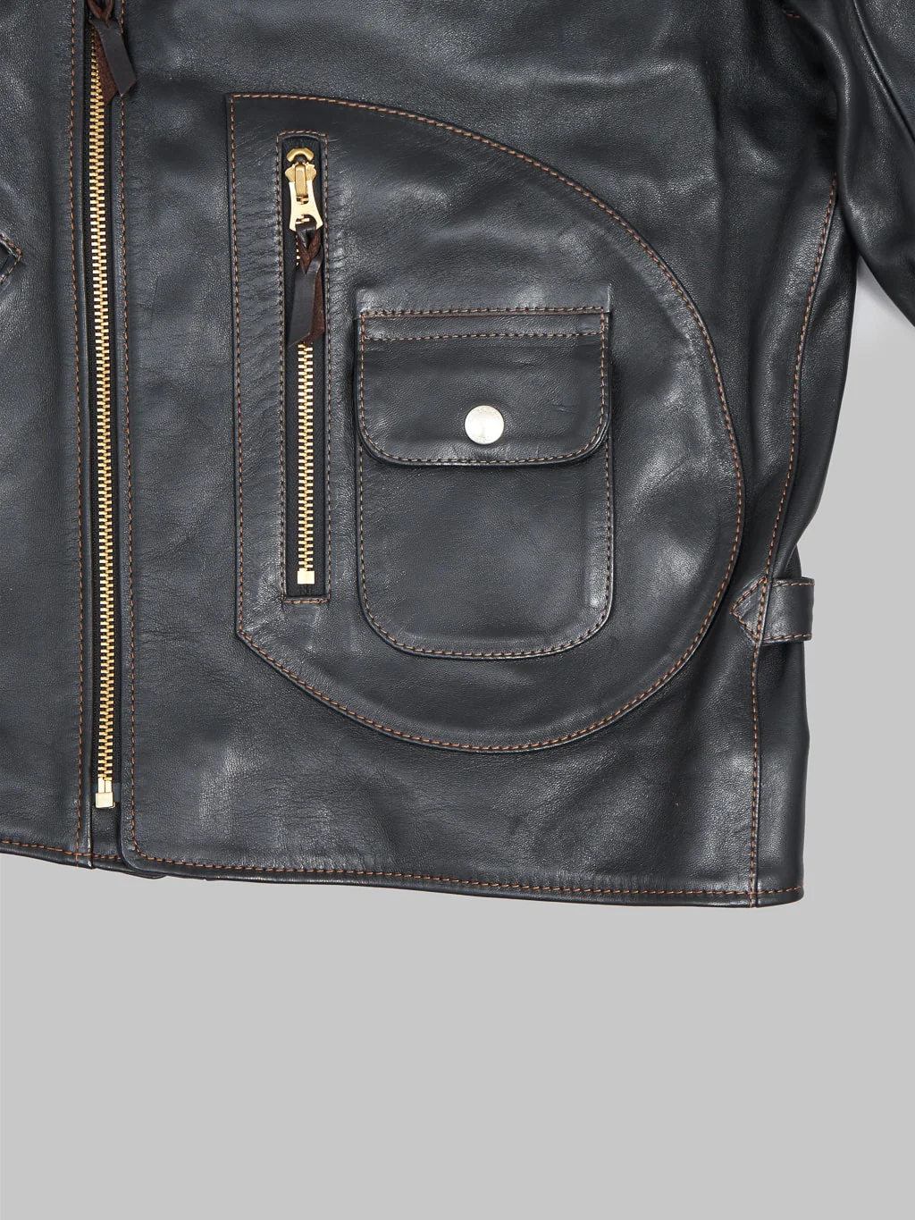 The Flat Head FN-LJ-HW001 Horsehide Double Rider's Jacket Black Aniline - Image 11