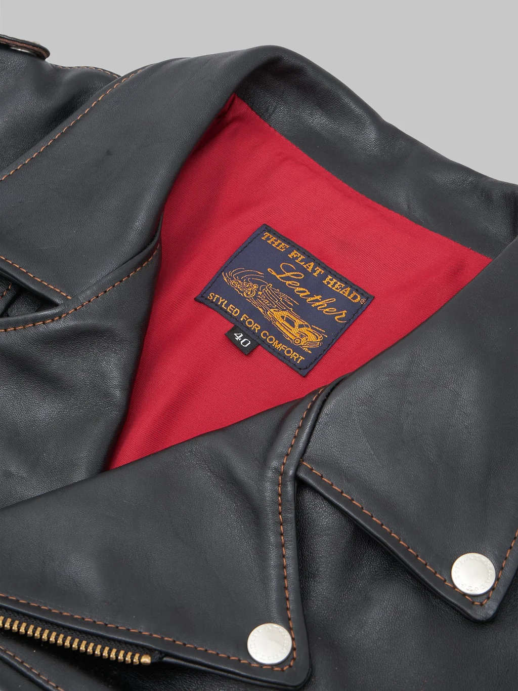 The Flat Head FN-LJ-HW001 Horsehide Double Rider's Jacket Black Aniline - Image 14