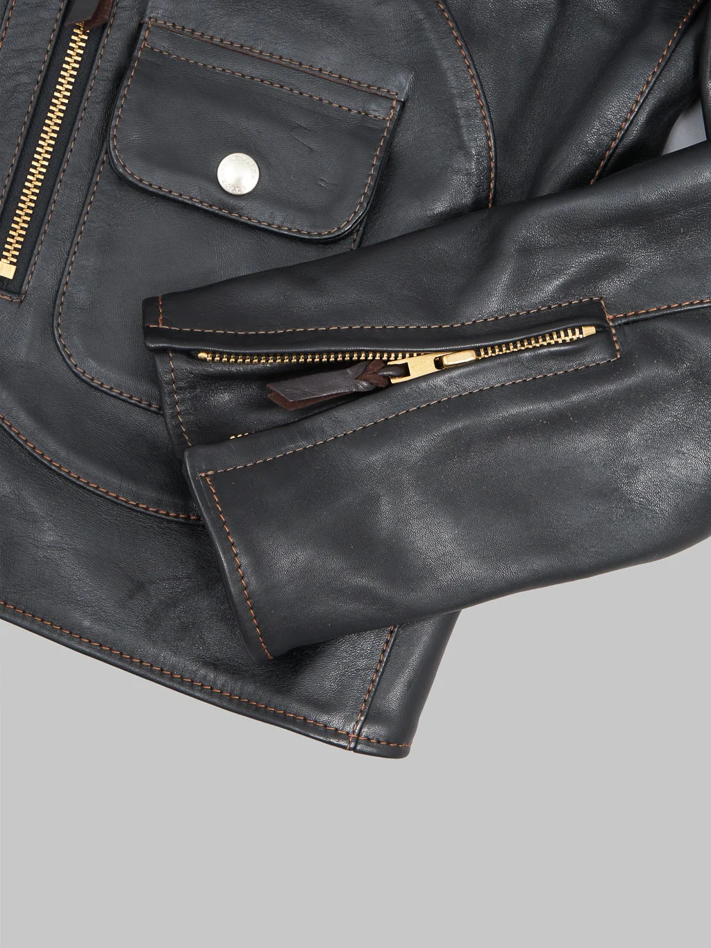The Flat Head FN-LJ-HW001 Horsehide Double Rider's Jacket Black Aniline - Image 20