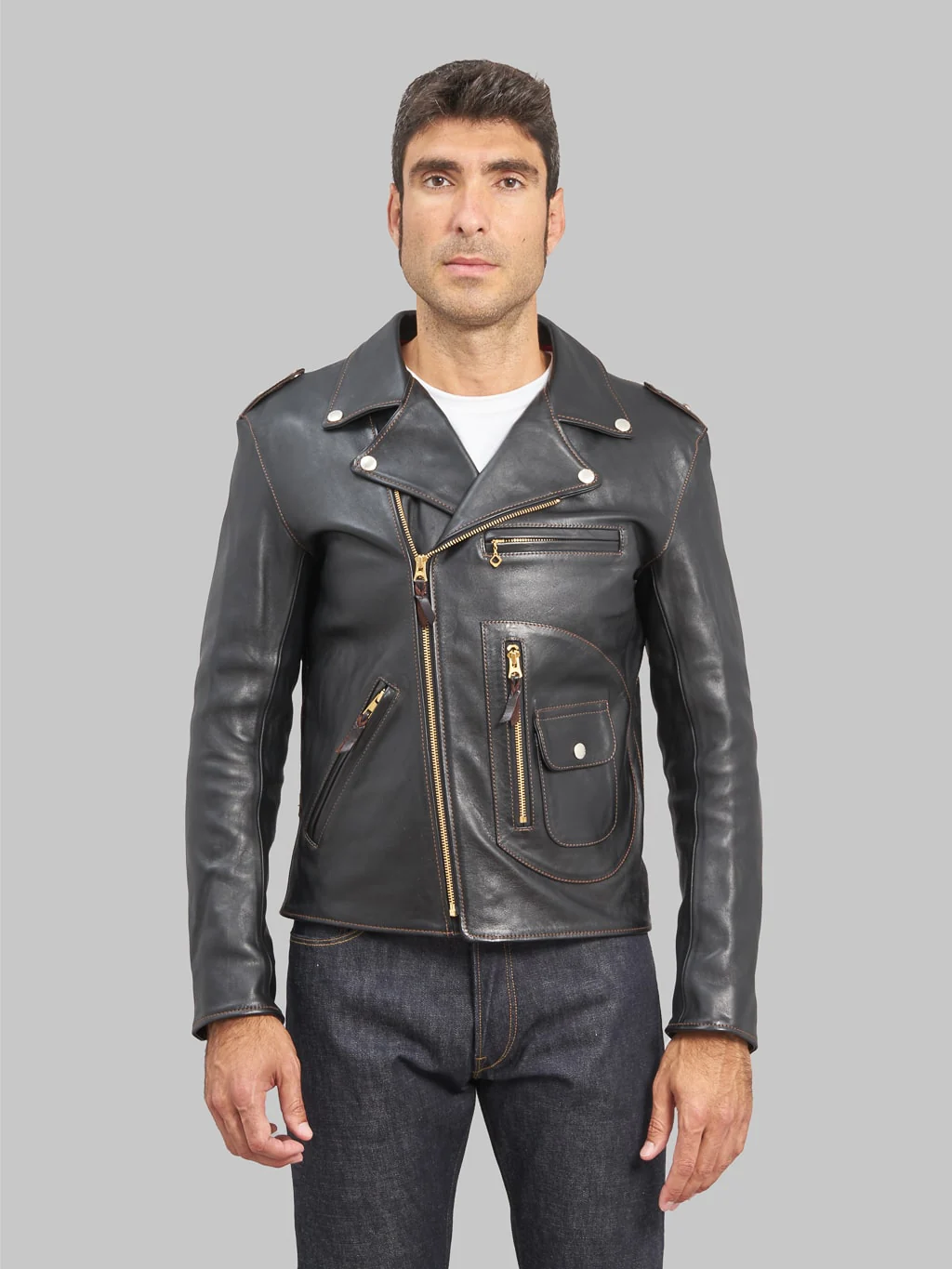 The Flat Head FN-LJ-HW001 Horsehide Double Rider's Jacket Black Aniline - Image 3