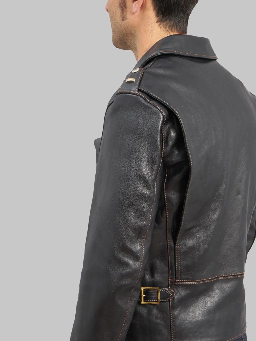 The Flat Head FN-LJ-HW001 Horsehide Double Rider's Jacket Black Aniline - Image 7